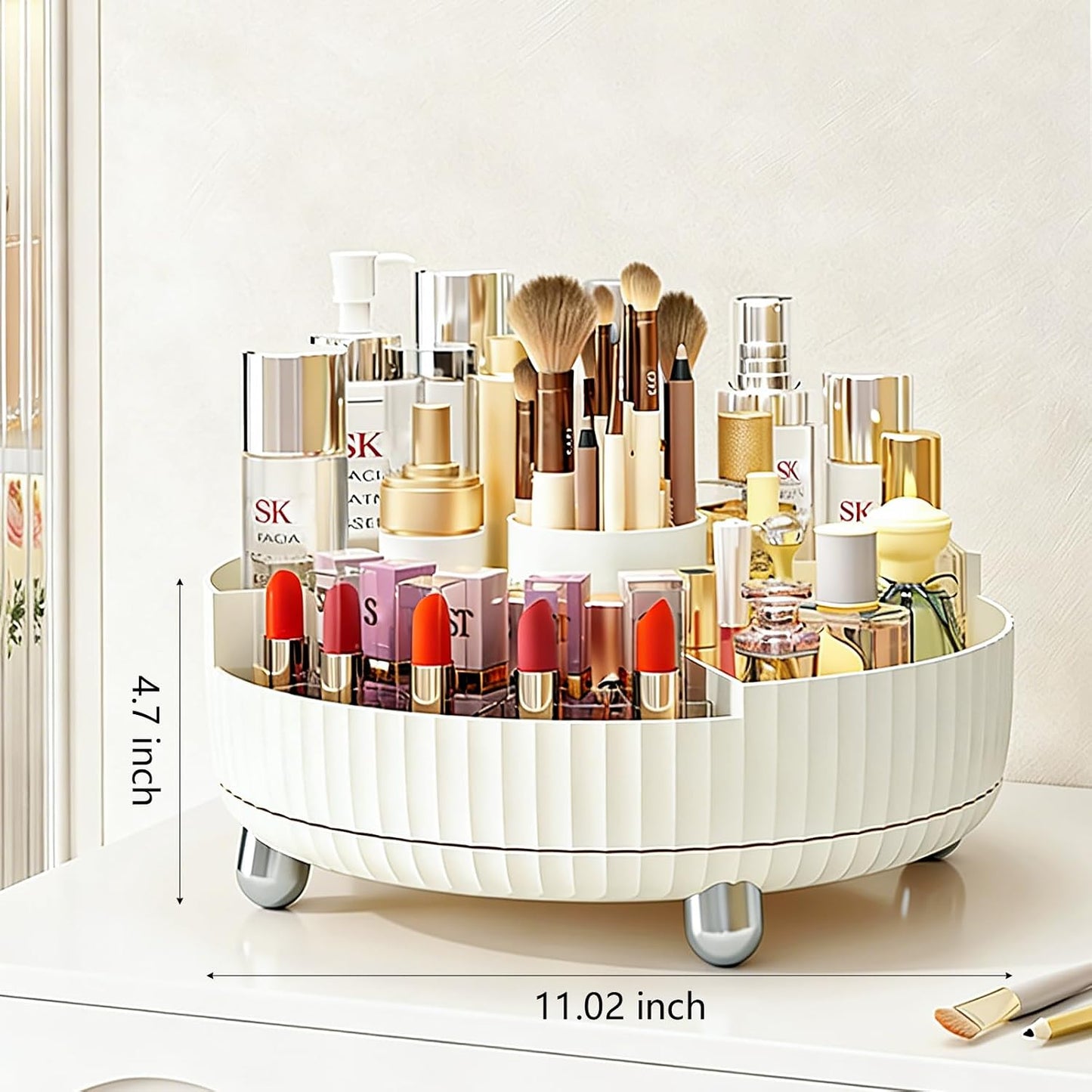 Makeup Perfume Organizer Tray / Beige+ Divider / Set of 11