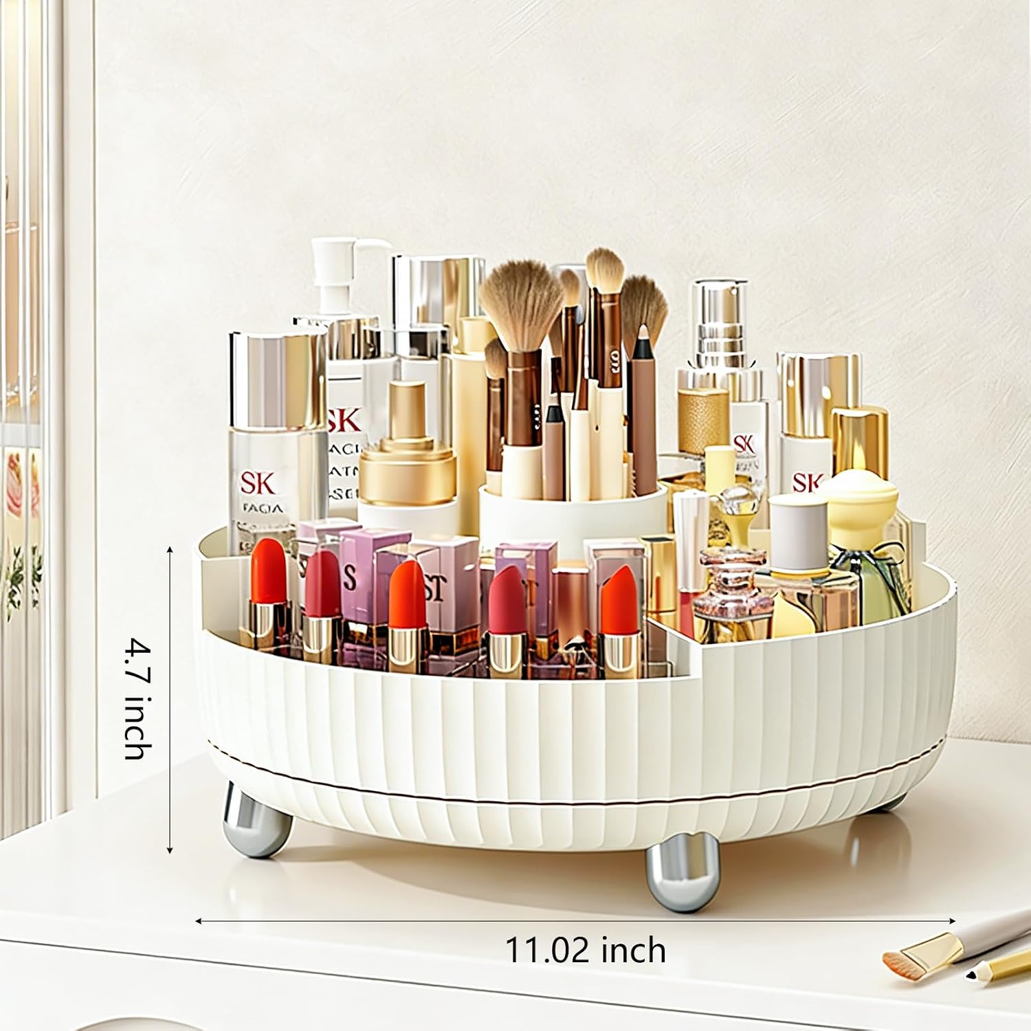Makeup Perfume Organizer Tray / Beige+ Divider / Set of 11