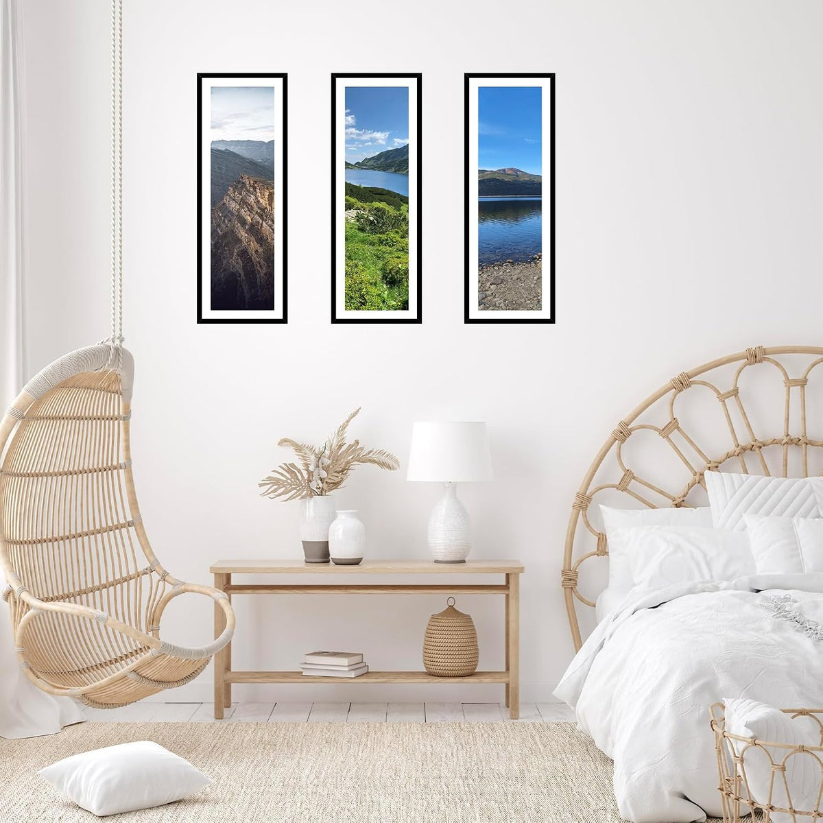 JCJMY 12x30 Picture Frame with 9x27 Mat Set of 4, Display Photo 9x27 with Mat or 12 x 30 Without Mat, Wall Hanging