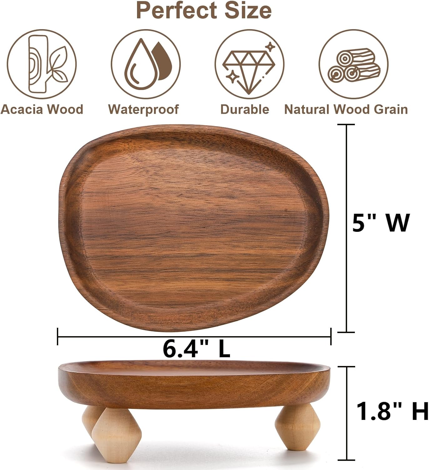6" Wooden Display Riser Tray for Decor / Set of 2