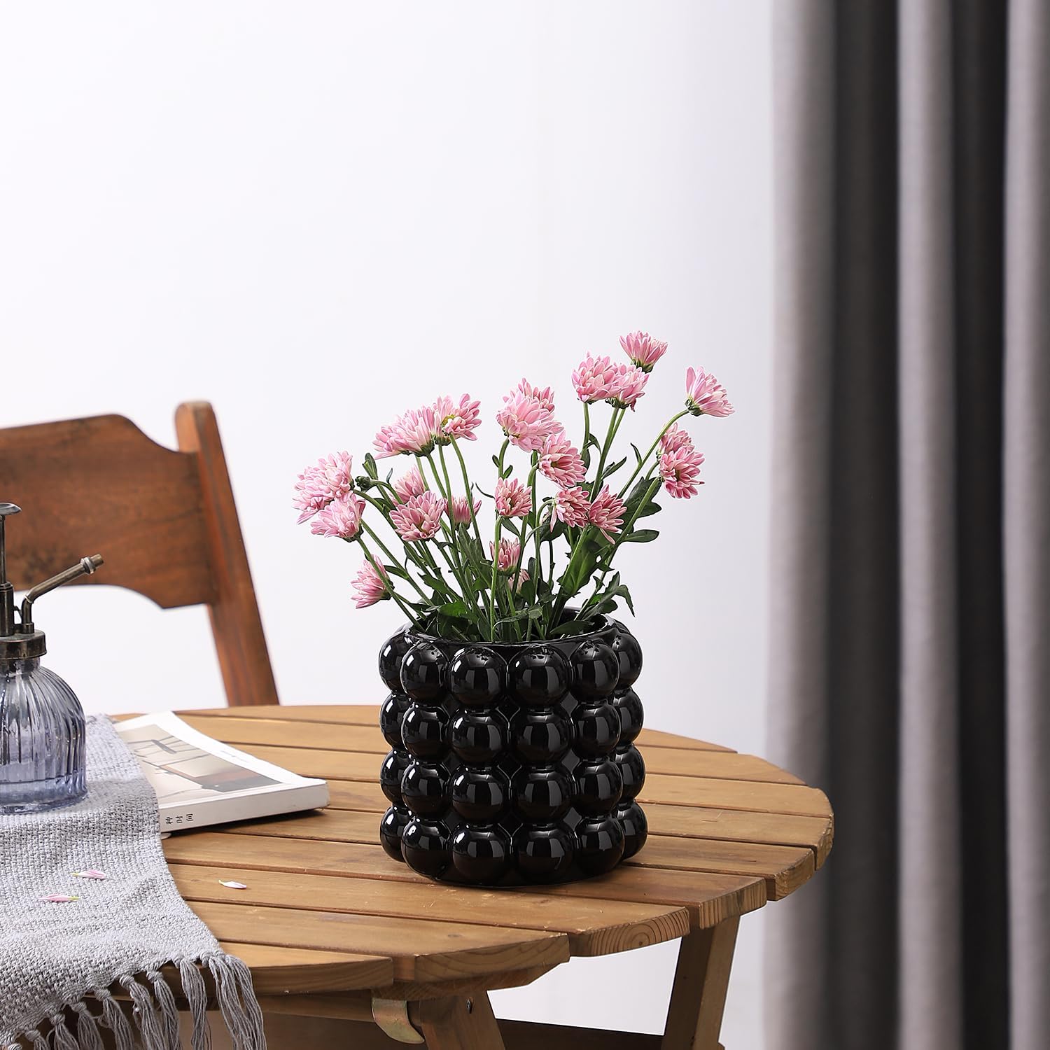 Boho Vases / Ceramic Vase for Flowers / Black / Medium