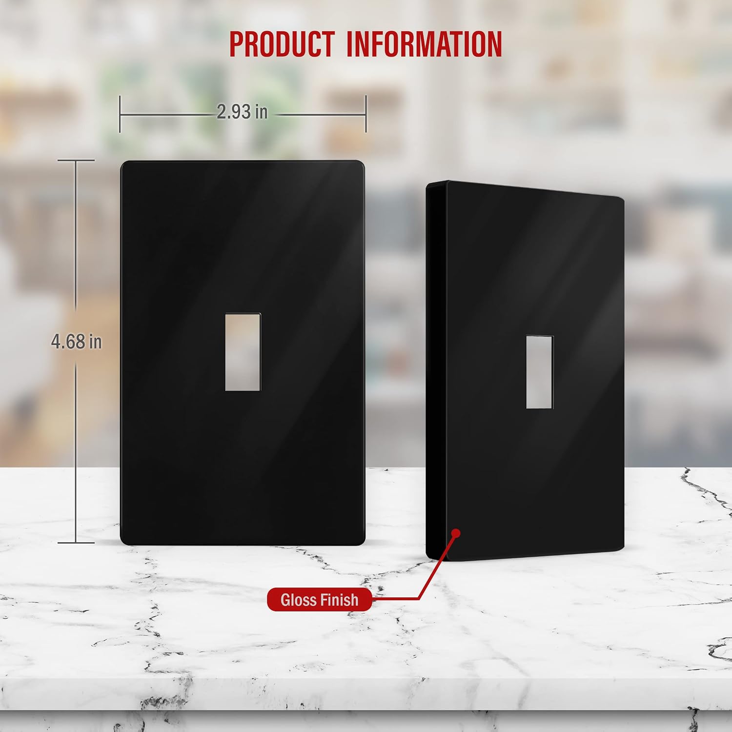 ENERLITES SI8821-BK Duplex Outlet Receptacle Cover, Screwless Wall Plate, Standard Size, 1-Gang 4.68" x 2.93"