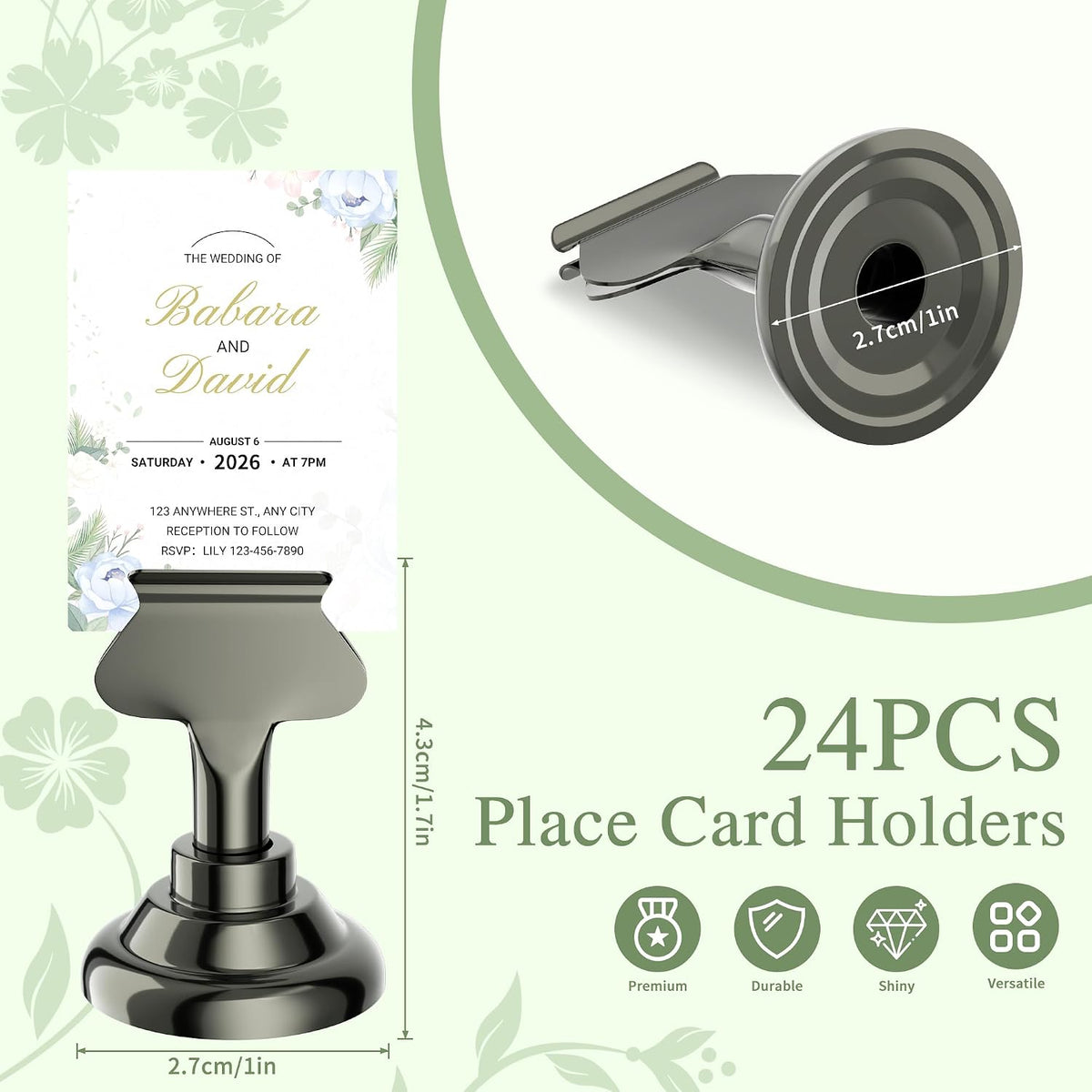 Urban Deco 24 Pieces Table Card Holder Place Card Holders 1.7 inches Gold Steel Card Holders for Photos, Food Signs