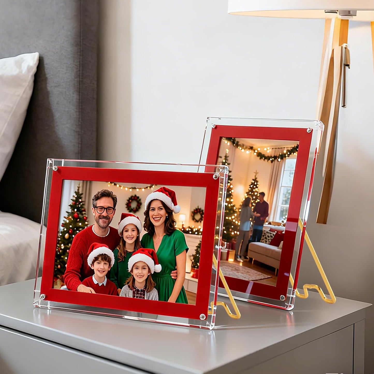 3 Levels of Stainless Steel Picture Frame Easel Backs Self-Adhesive / Gold / Medium Size / Set of 6