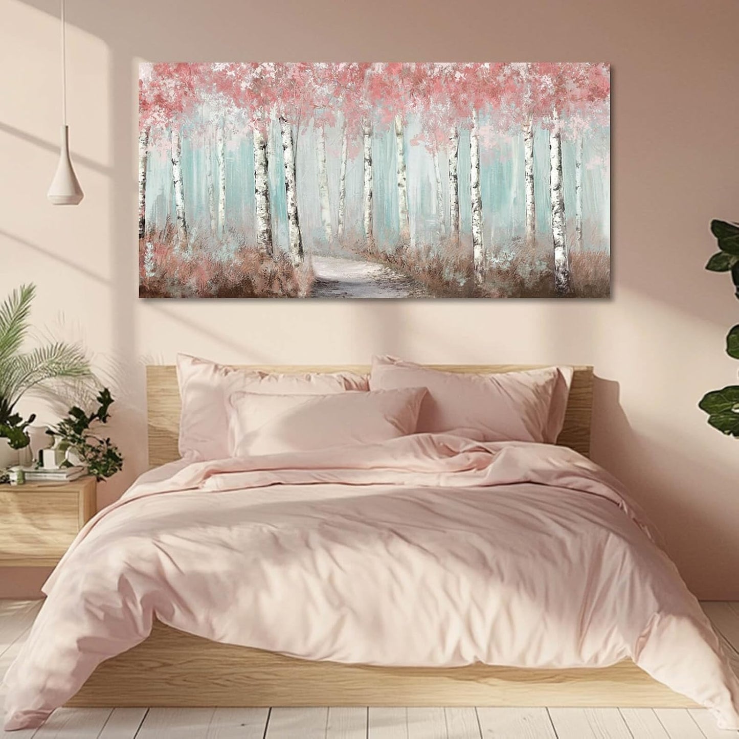 Botanical Wall Art for Girls Room Tree Wall Decor Plant Pictures Wall Art / Pink / 40"L x 20"W