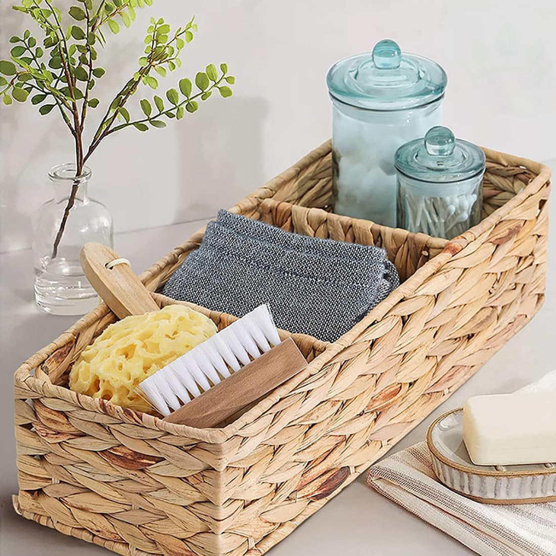 Rattan Napkin Holder / 3-Section Napkin Basket Decorative Wicker Napkin