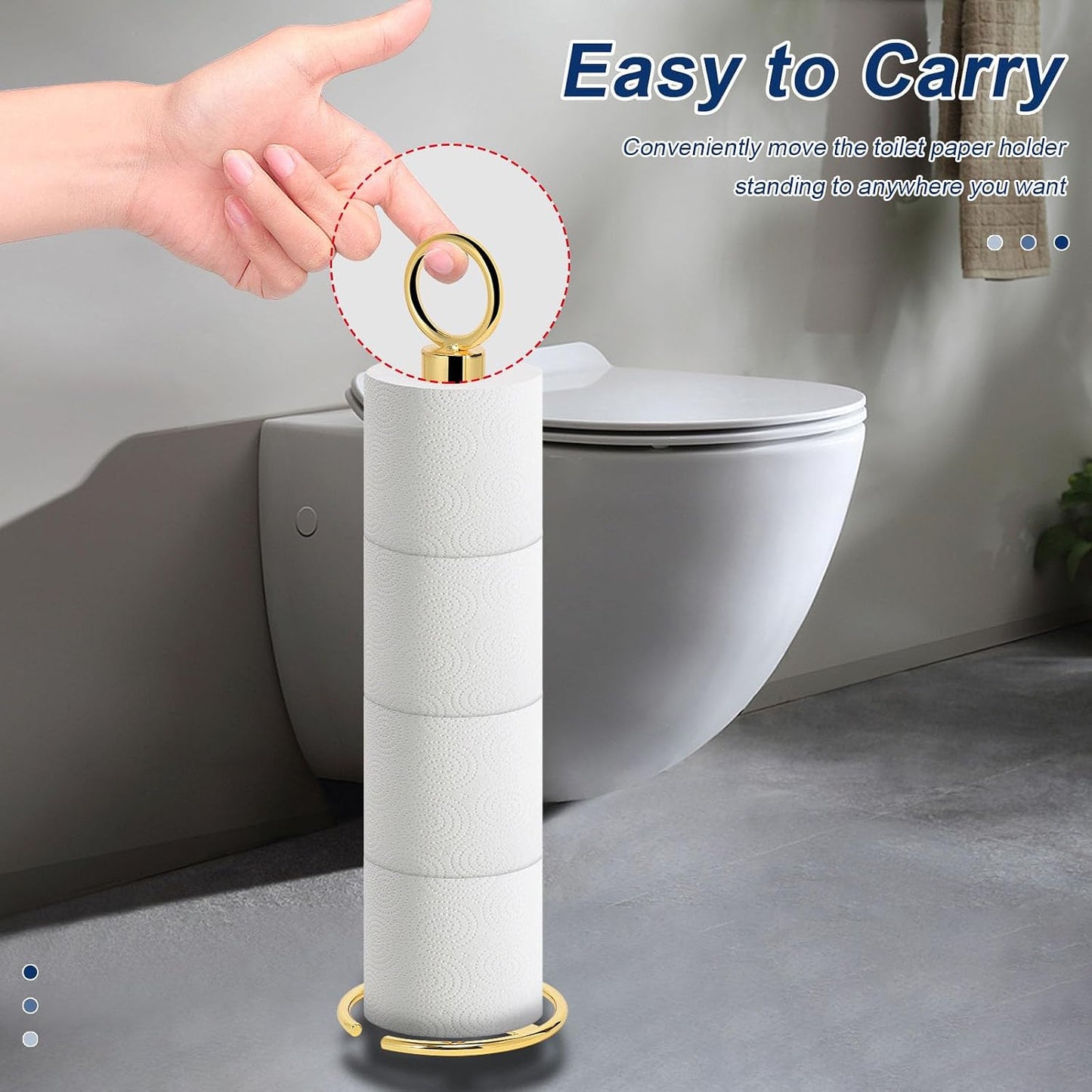 NearMoon Bath Toilet Paper Holder Stand, Freestanding Tissue Paper Storage with Reserve, Space Toilet 4 Rolls Holder