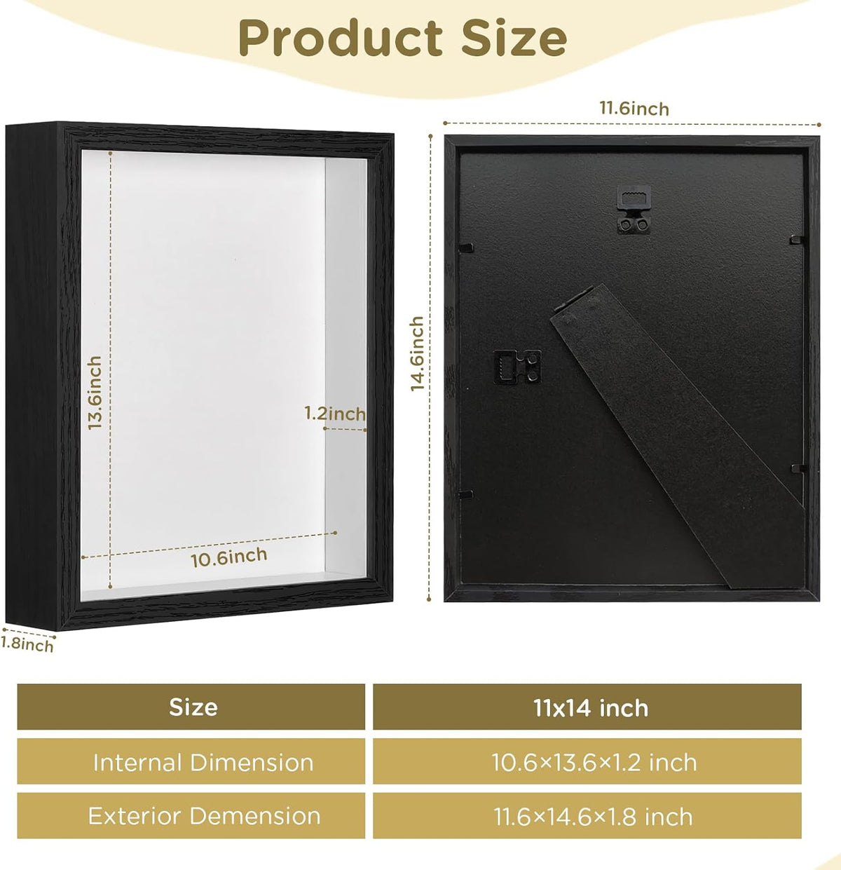 2 Pack Shadow Box Frame 11"x 14" - Wood Deep Shadowbox with Glass | Shadow Boxes Display Cases Suitable for Photos