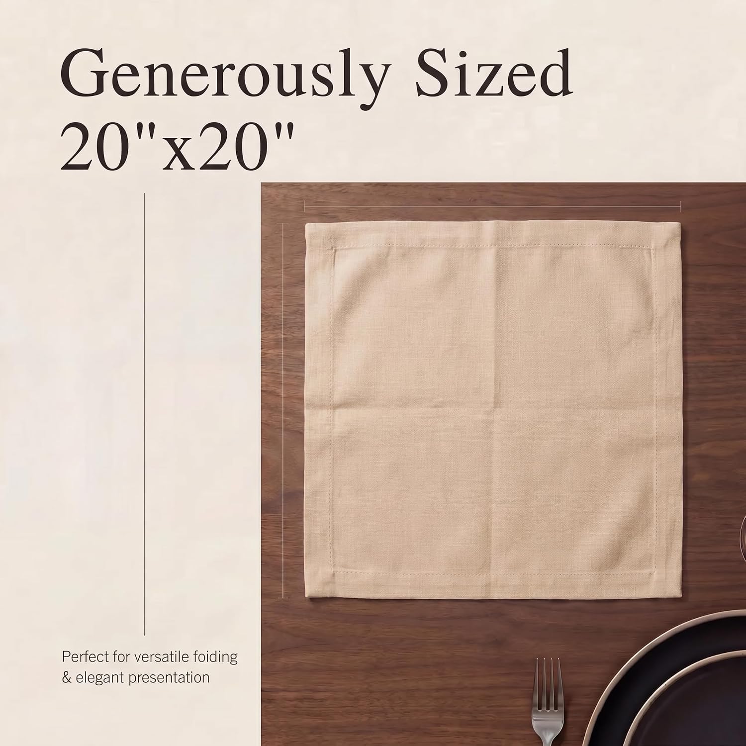 Urban Villa Cloth Napkins Cotton 20x20 (Set of 12) Taupe