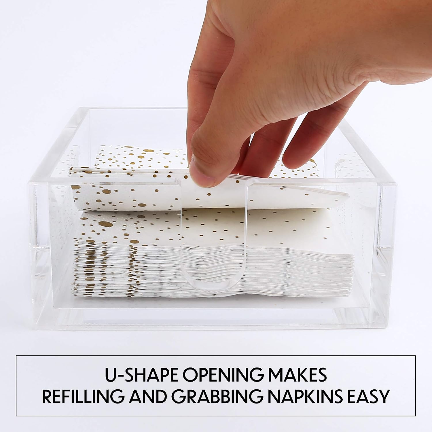Acrylic Cocktail Napkin Holder for Napkin / 5.2 x 5.2 x 2.2 / Clear