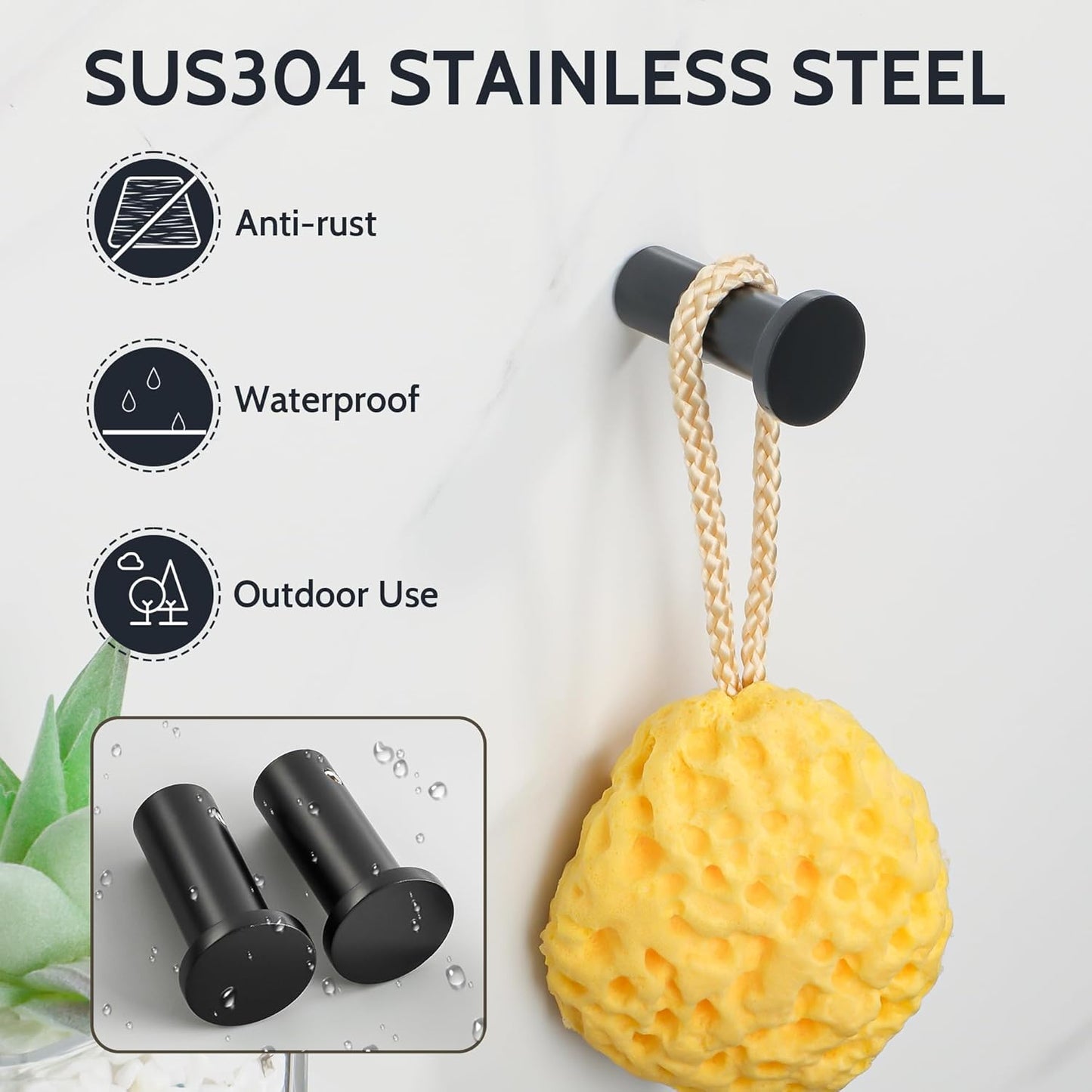 Modern Coat Hooks Wall Mounted / 4P - Round / Black