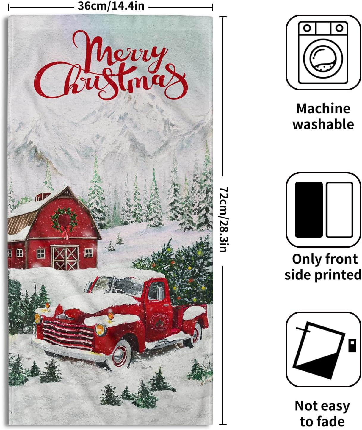 Giwawa Merry Christmas Hand Towels Set of 2 Red Truck Face Guest Towel Xmas Holiday Decorative Soft Fingertip Towel for