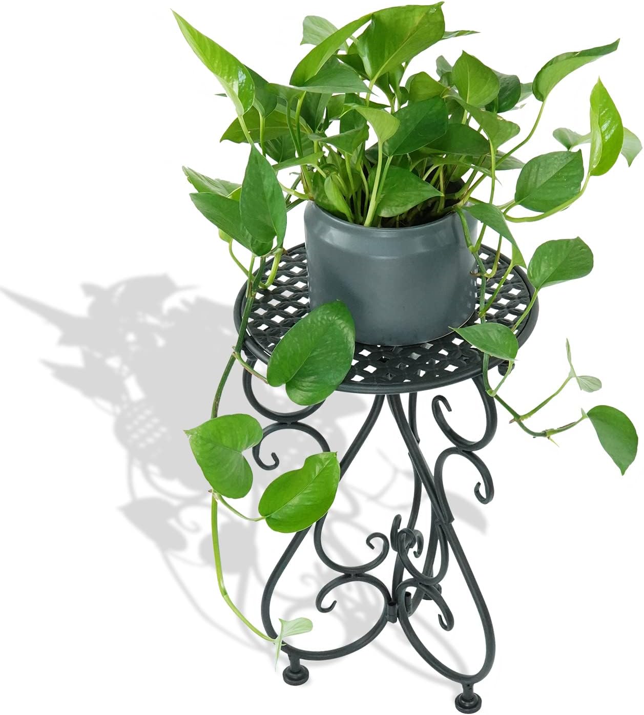 NAKUPE Plant Stand Indoor & Outdoor Flower Pot Stand 17" Tall Metal Plant Table,Single Planter Holder for Patio, Porch