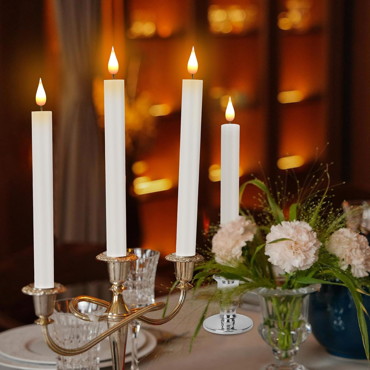 LED Flameless Window Candles With Remote Timer Battery Operated-Realistic Flickering Candlesticks Lights With Removable