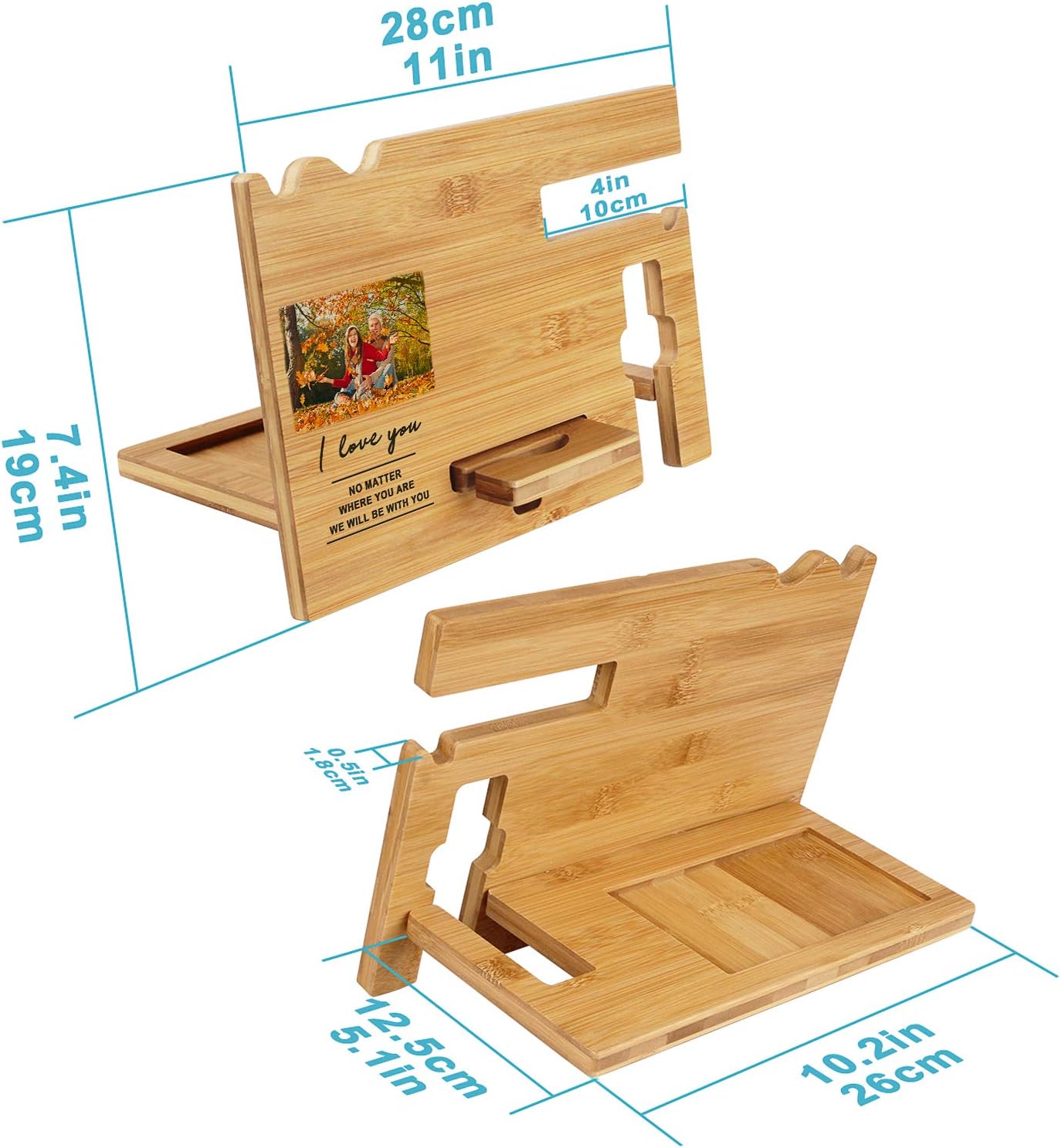 awofer Valentine's Day Gift for Him - Wood Phone Docking Station for Men Personalized for Husband Boyfriend - Birthday