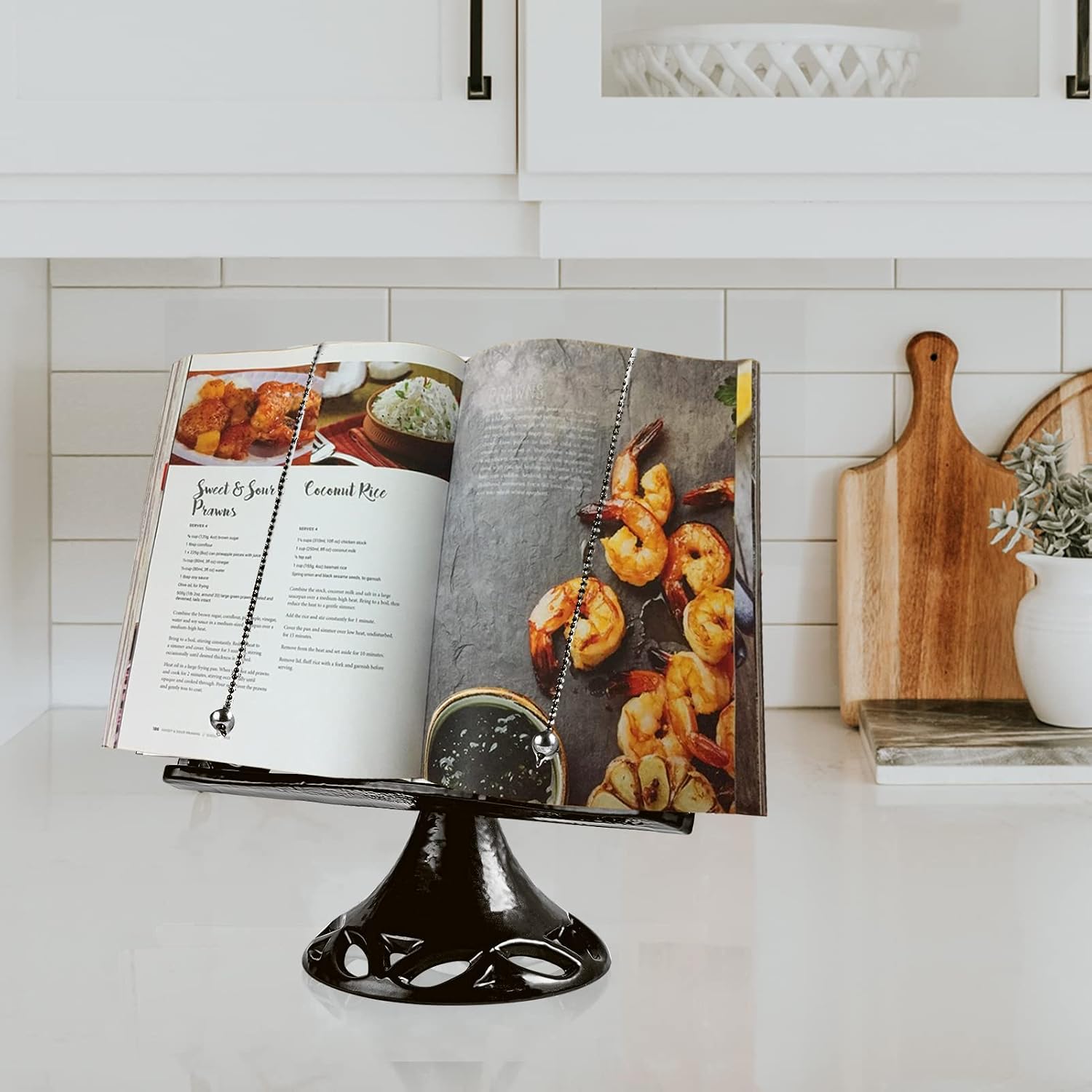 JOGREFUL Adjustable Cast Iron Cookbook Stand, Recipe Holder Latte Gold | Heavy-Duty Book Vintage Holder, Reading Rest