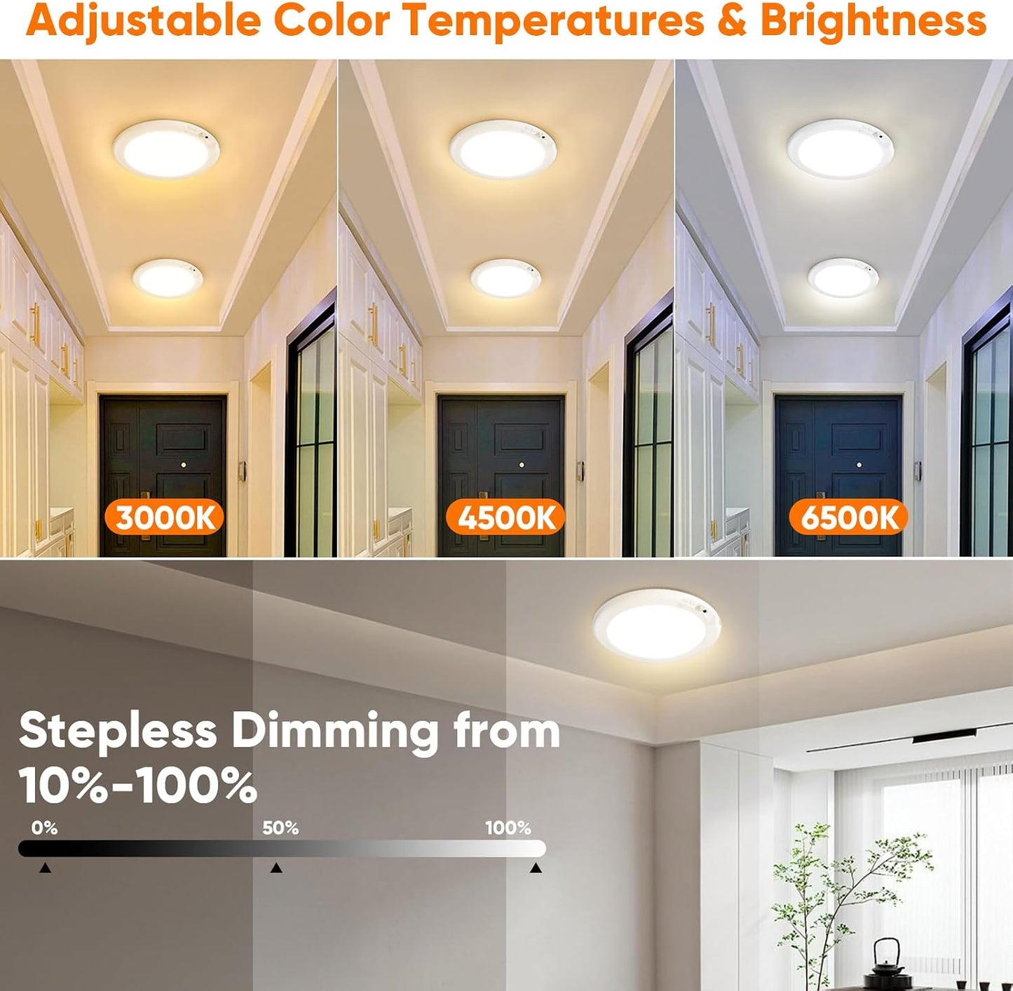 Rechargeable Motion Sensor Ceiling Light, Battery Operated Closet Light