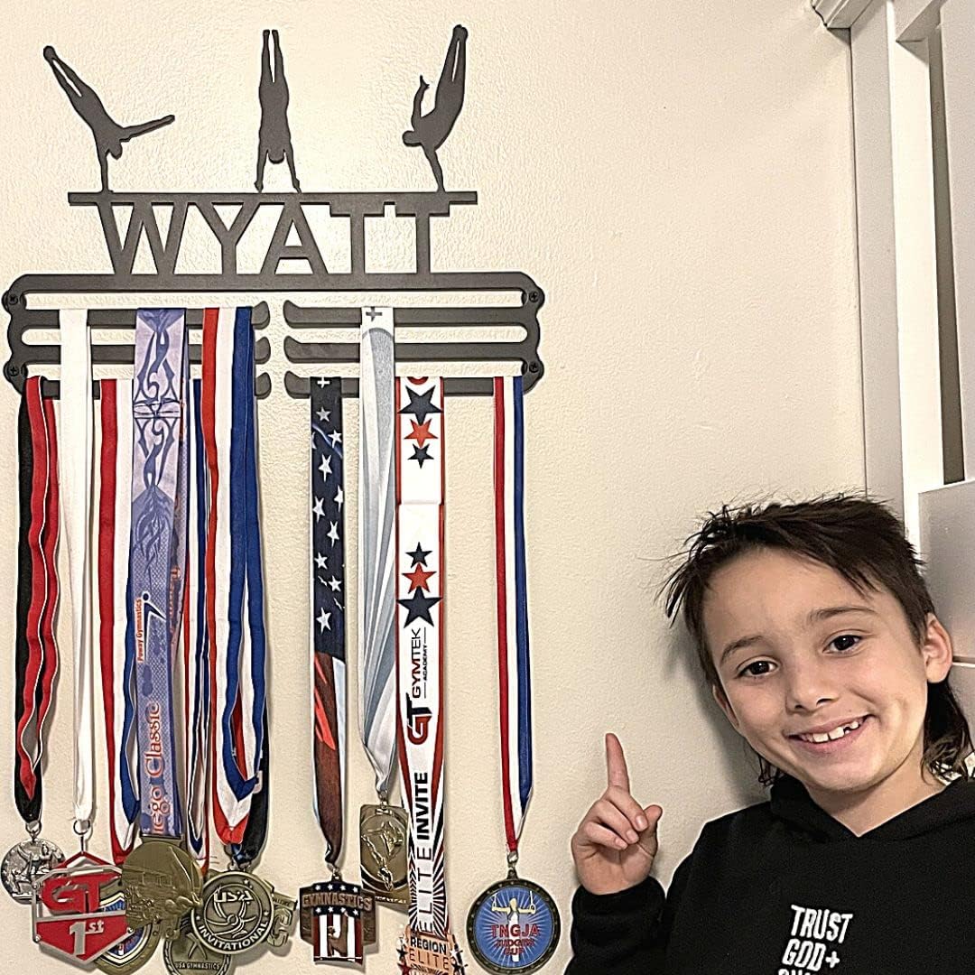 Athlete's Gift Shop Personalized Medal Display Hanger (Up to 2 Sports) - Durable Wall-Mounted Display for Awards