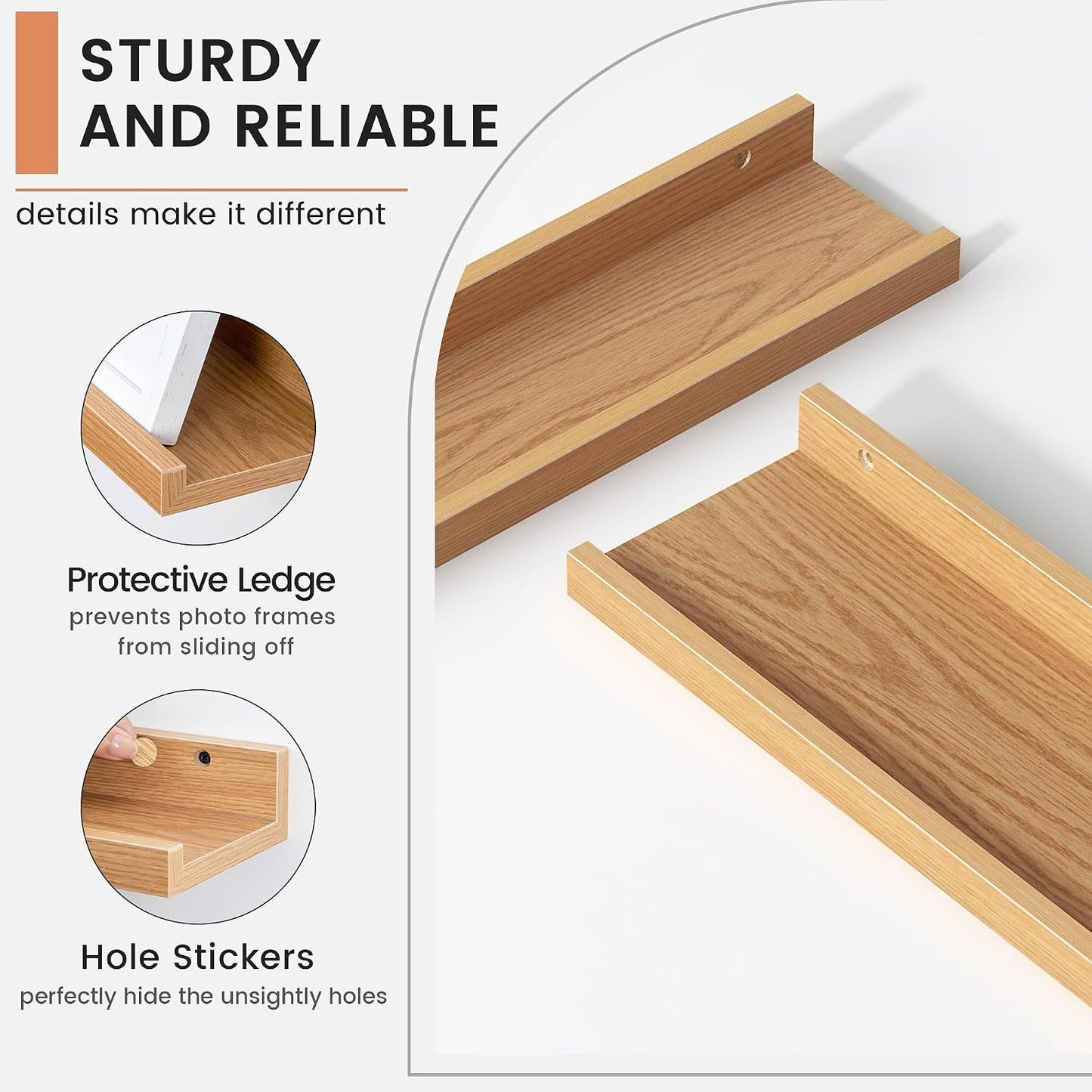 Floating Picture Ledge Shelves for Wall Set of 4, 36 Inch Wall Shelves with Lip Long Large Nursery Book Shelf for Toys