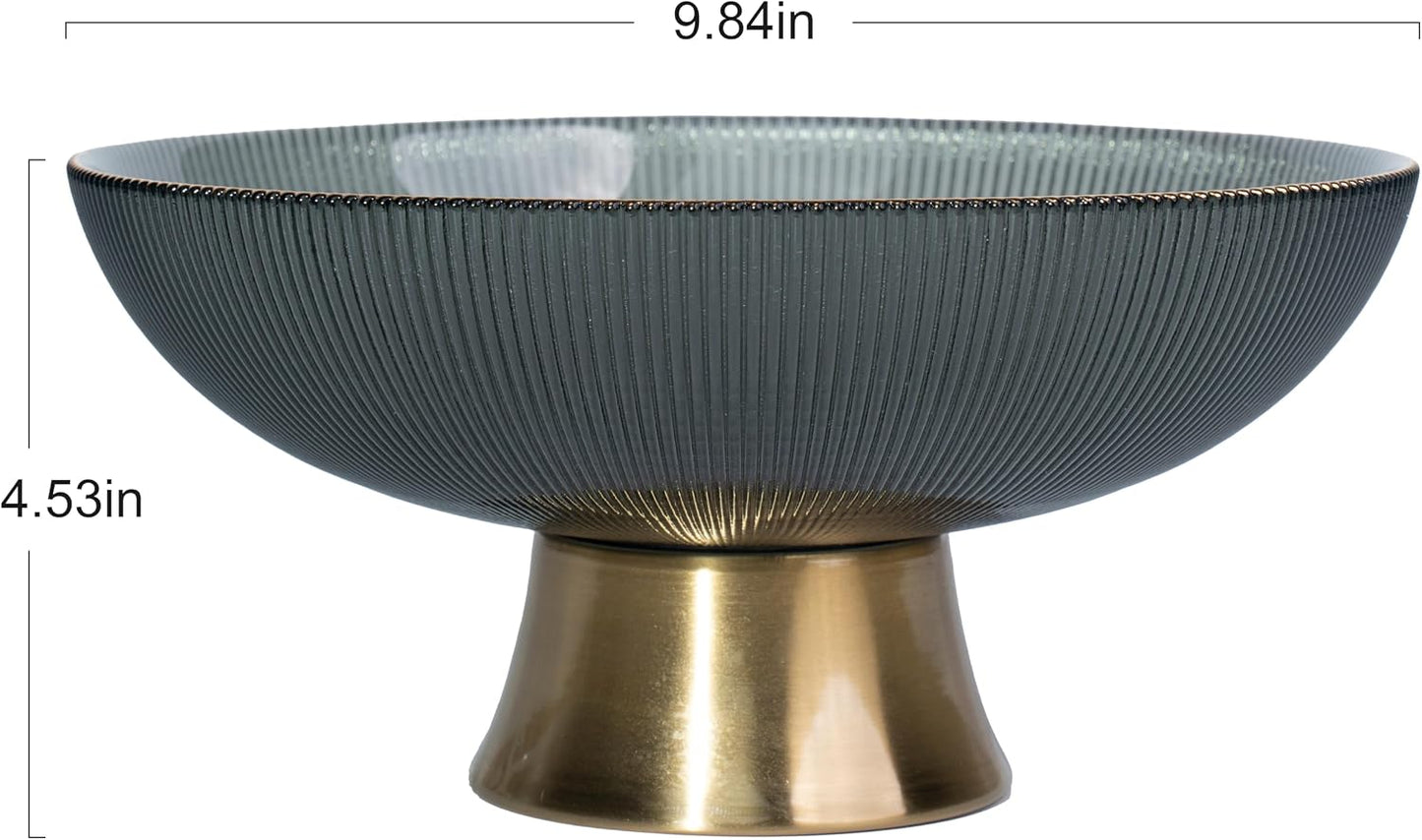 Round Glass Decorative Bowl / Gray / 9.8 Inch