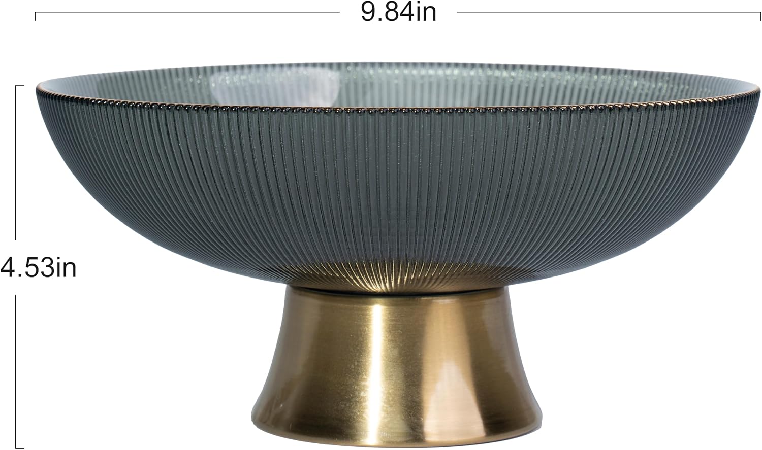 Round Glass Decorative Bowl / Gray / 9.8 Inch
