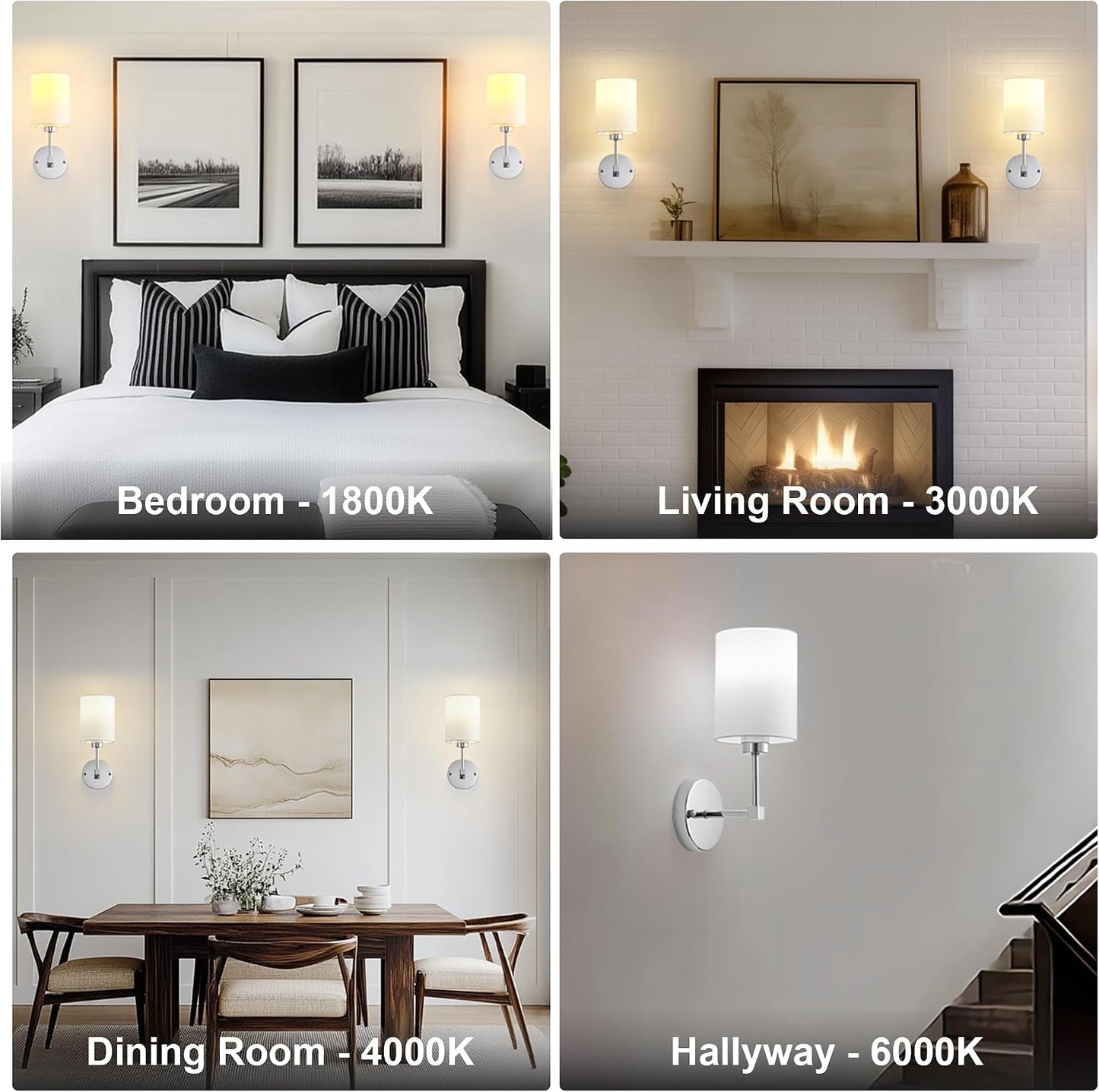 KARTOOSH Battery Operated Wall Sconce Set of Two, Dimmable 4CCT, RGB, Timer | Rechargeable Wireless Wall Decor Light