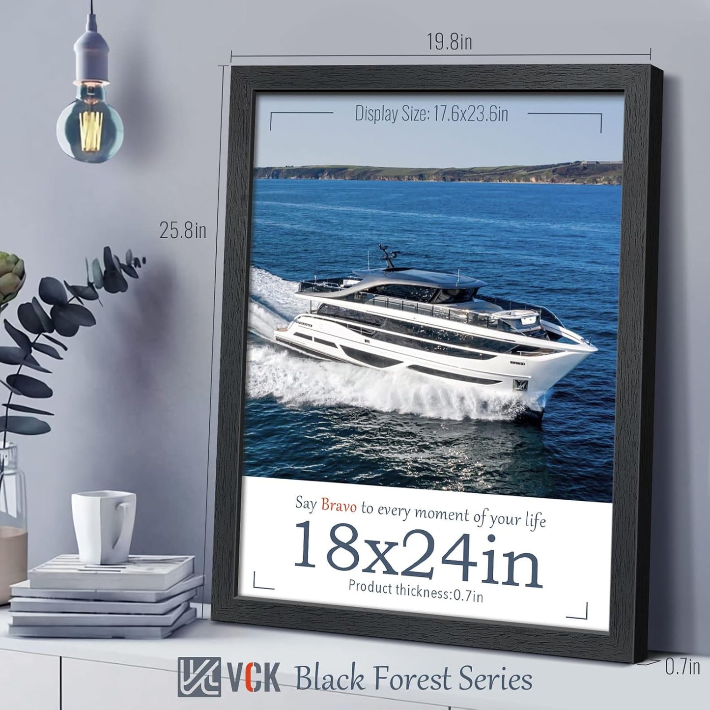 VCK 18x24 Frame 4 Pack - Black Gallery-Quality Wood 18 x 24 Concert Poster Frames, Vertical or Horizontal Wall Display
