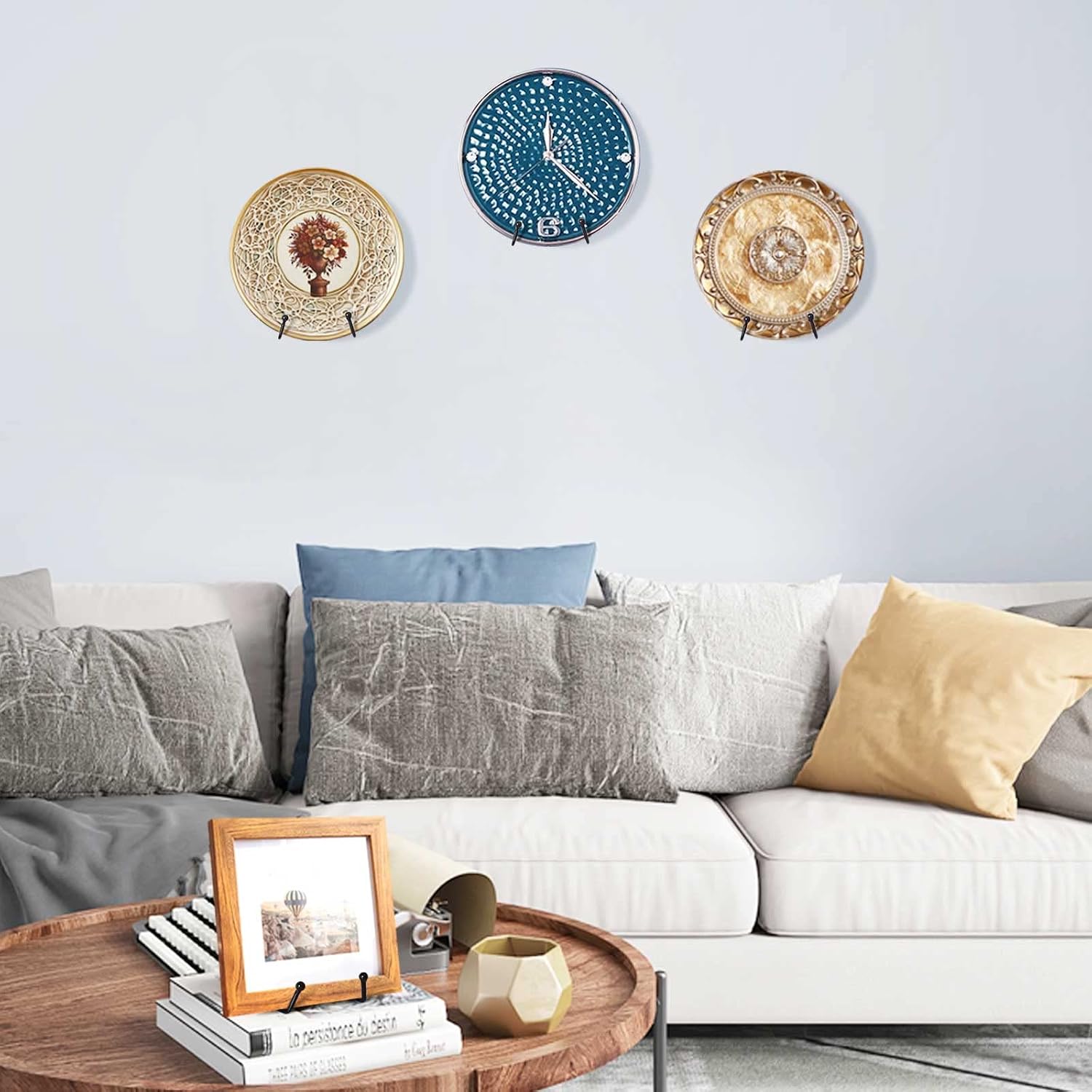 Wall Mount Display Hanger & Tabletop Stand for Decorative Plates & Picture Frames / Set of 4