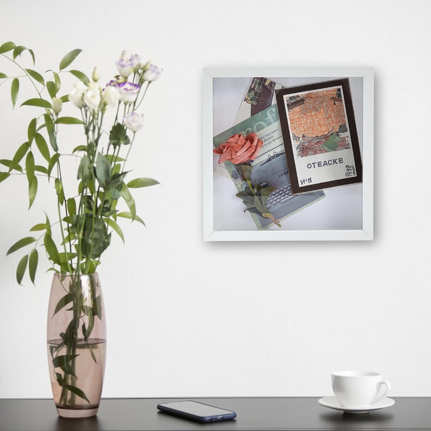 Muzilife 12x12 Shadow Box Wood Picture Frame, HD Glass, 2PCS, White | FSC-Certified MDF | Soft Acid-free Linen Board