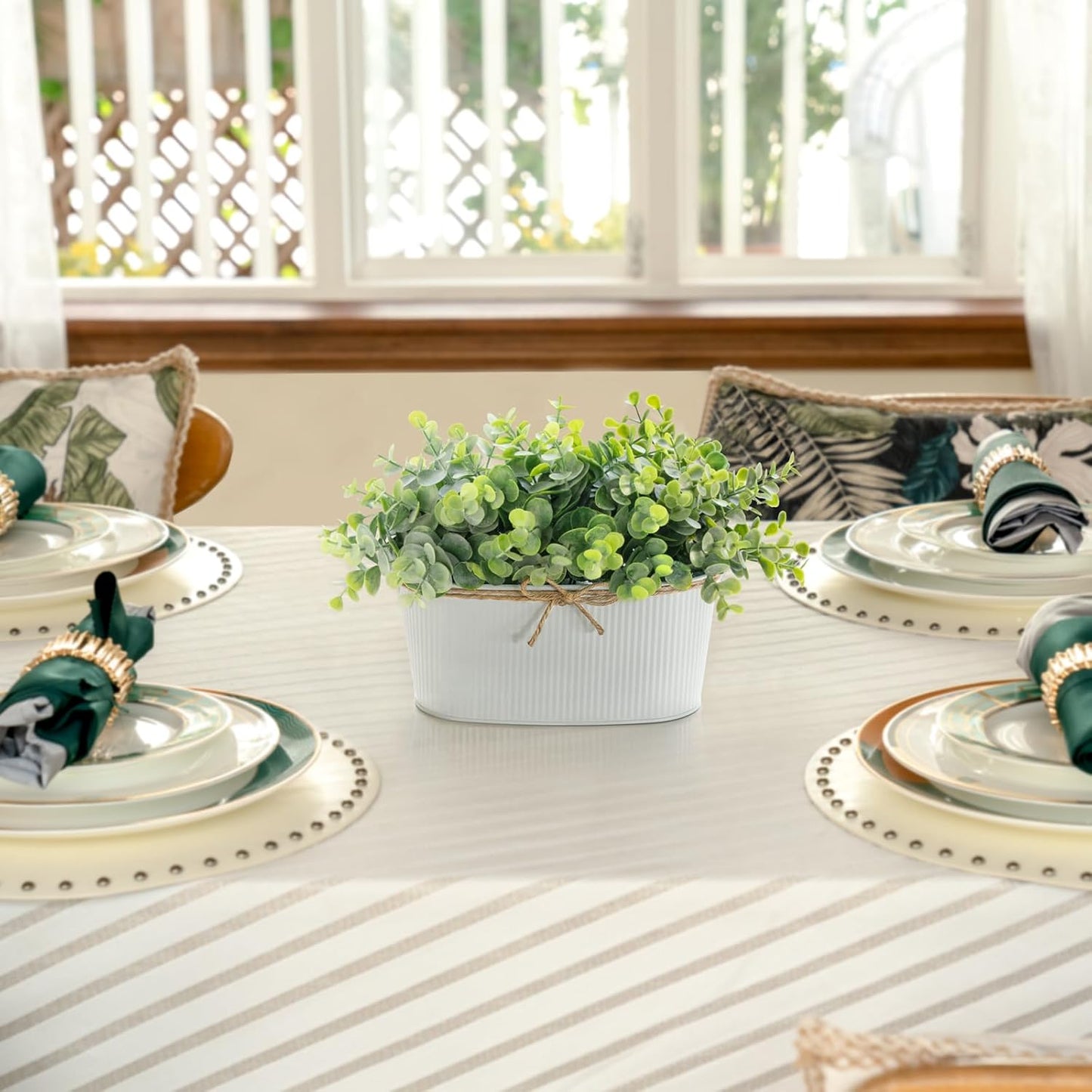 Fake Eucalyptus Plants Indoor for Farmhouse Home Decor Artificial Faux Plants in Rustic / White