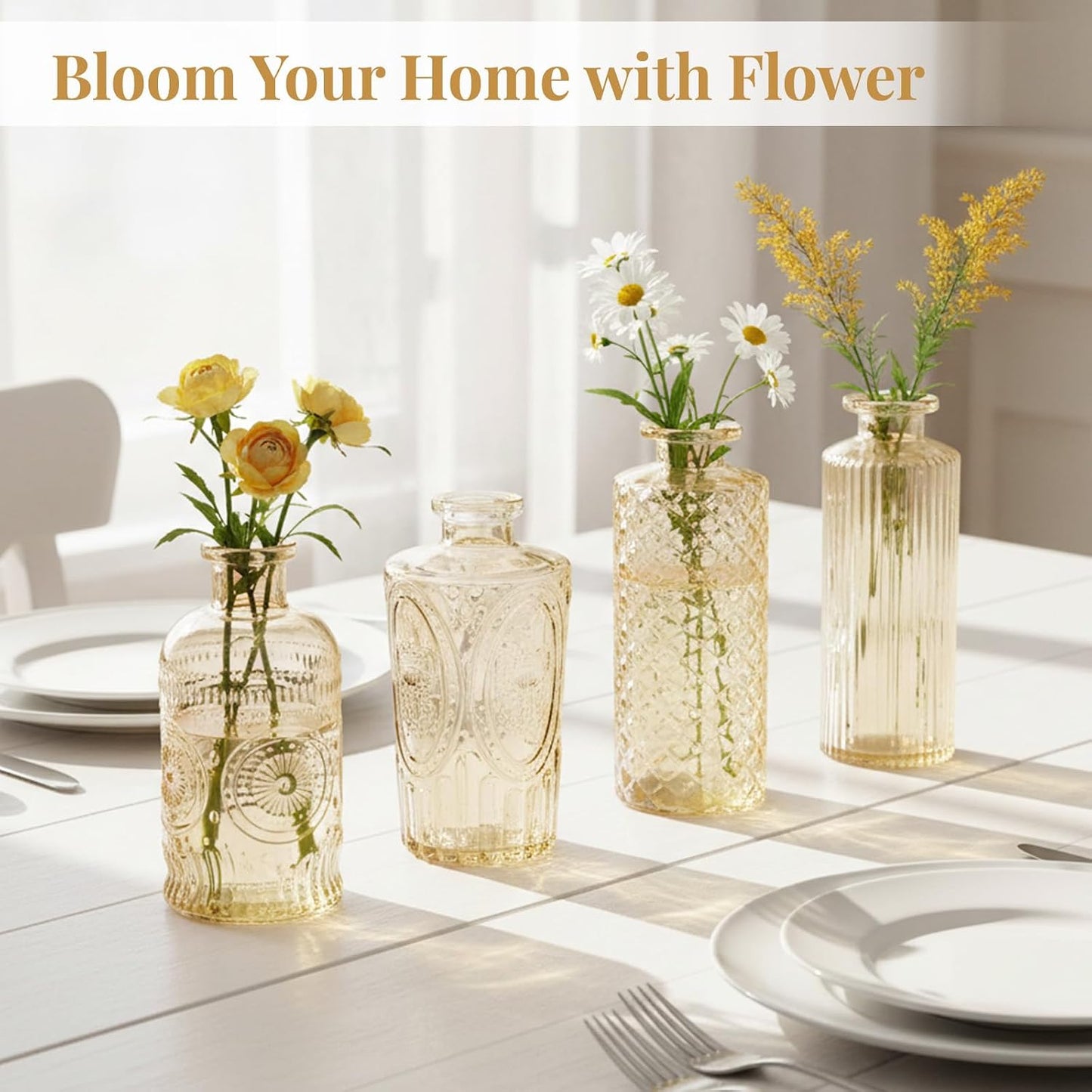 Glass Vase / Flower Vases / Gold / Set of 12