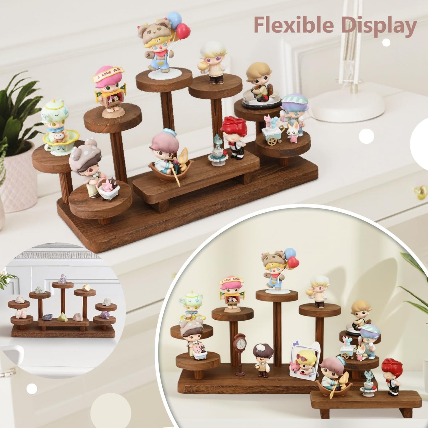 Multi-Level Wooden Display Riser Stand for Jewelry