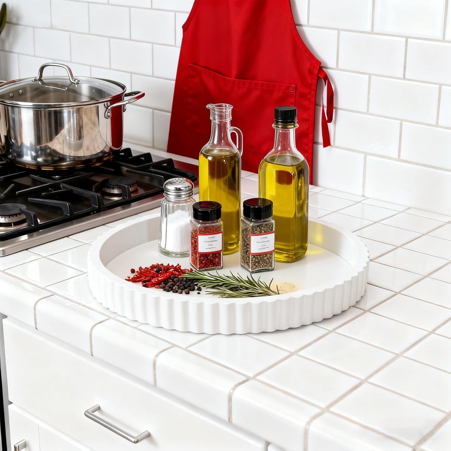 12'' Resin Modern Decorative Tray / White