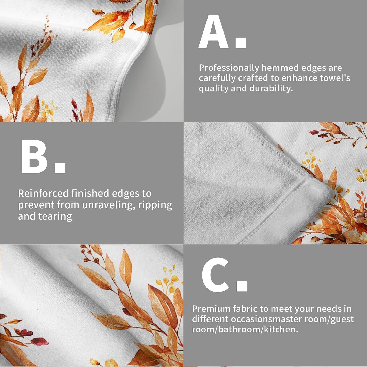 Giwawa Orange Eucalyptus Hand Towels Set of 2 Sage Leaves Soft Absorbent Small Bath Towel Kitchen Dish Guest Towel for