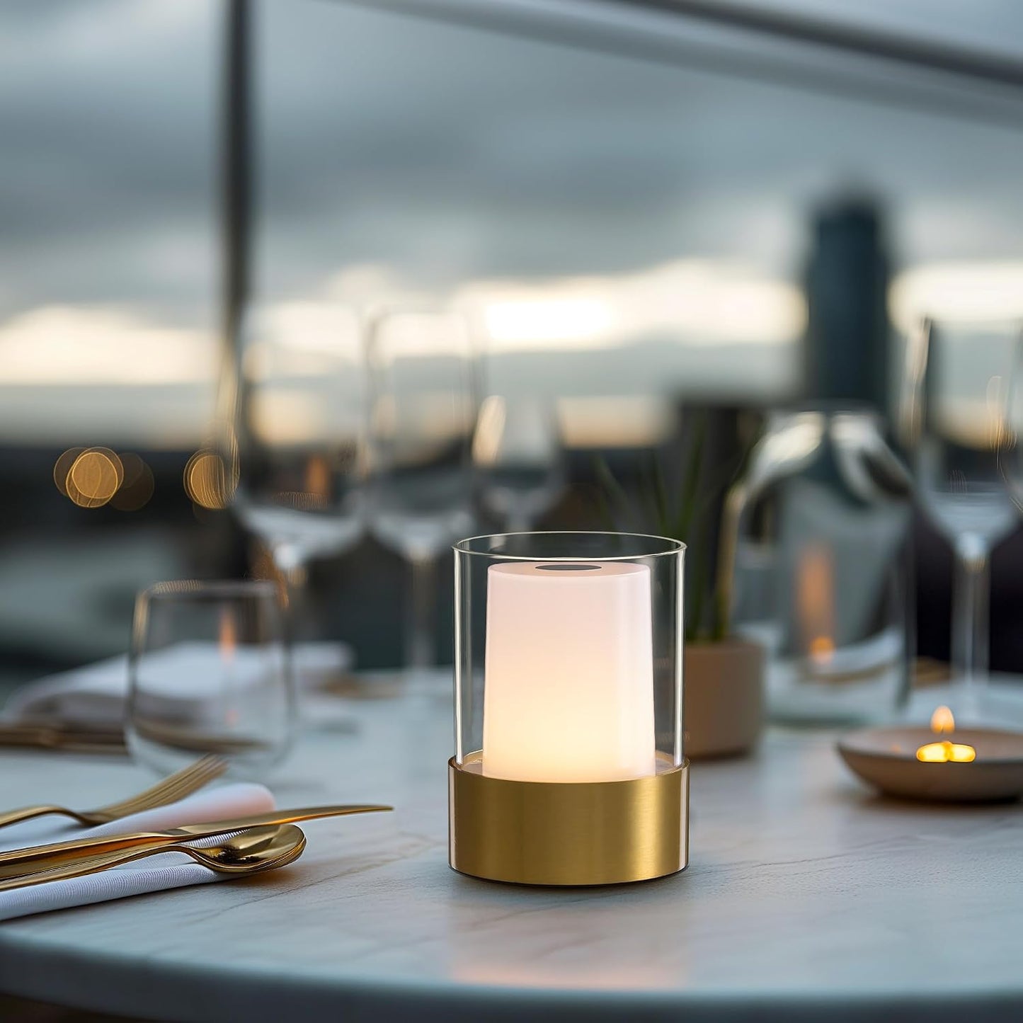 4" Bronze Cordless Table Lamp Set of 2, Outdoor Rechargeable Lamp | LED, Battery Operated, Portable, Touch Night Light