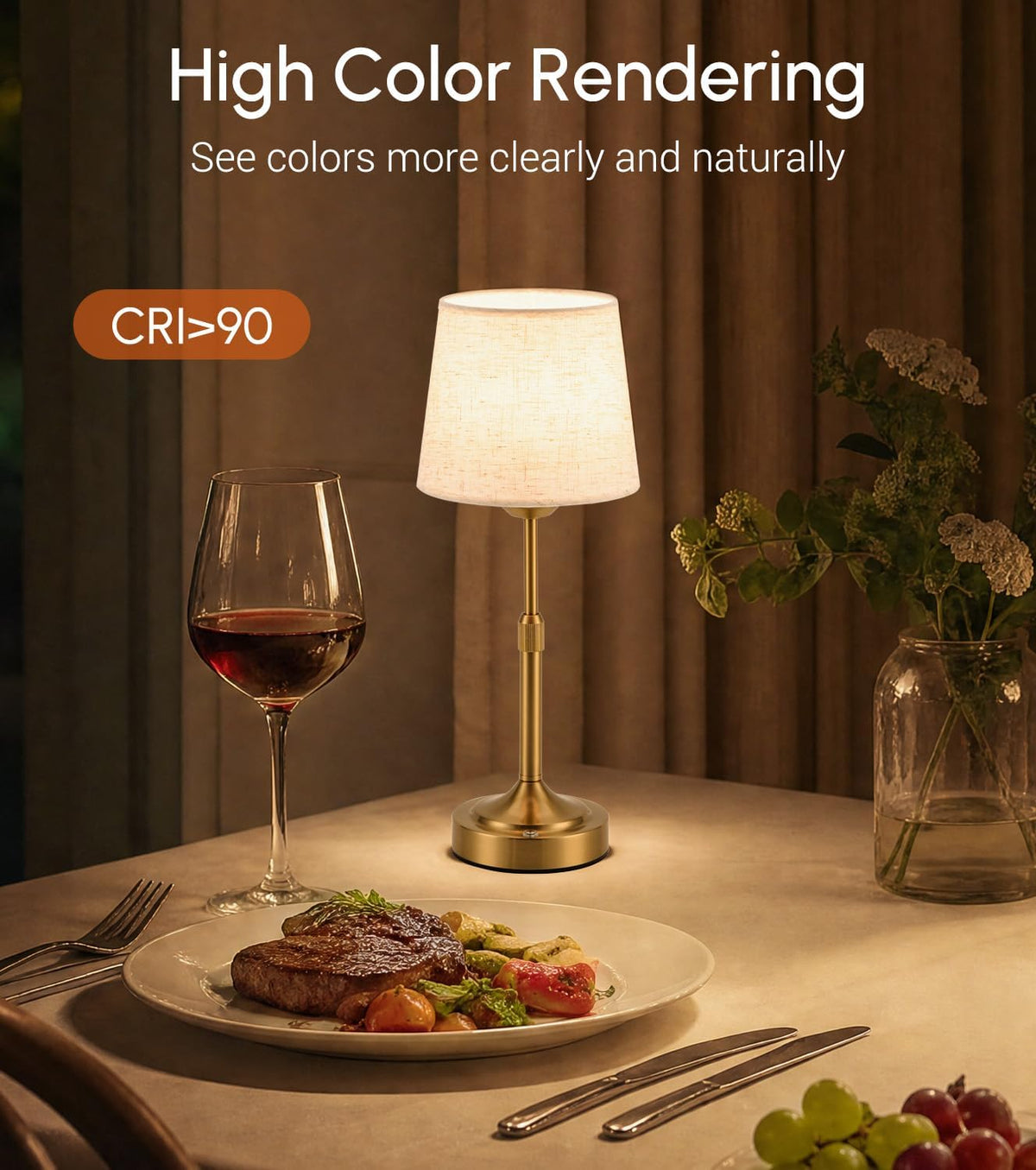 2 Pack Rechargeable Cordless Table Lamp - Small Table Lamp with 5200mAh Battery Operated, Bedside Lamps with 3 Color