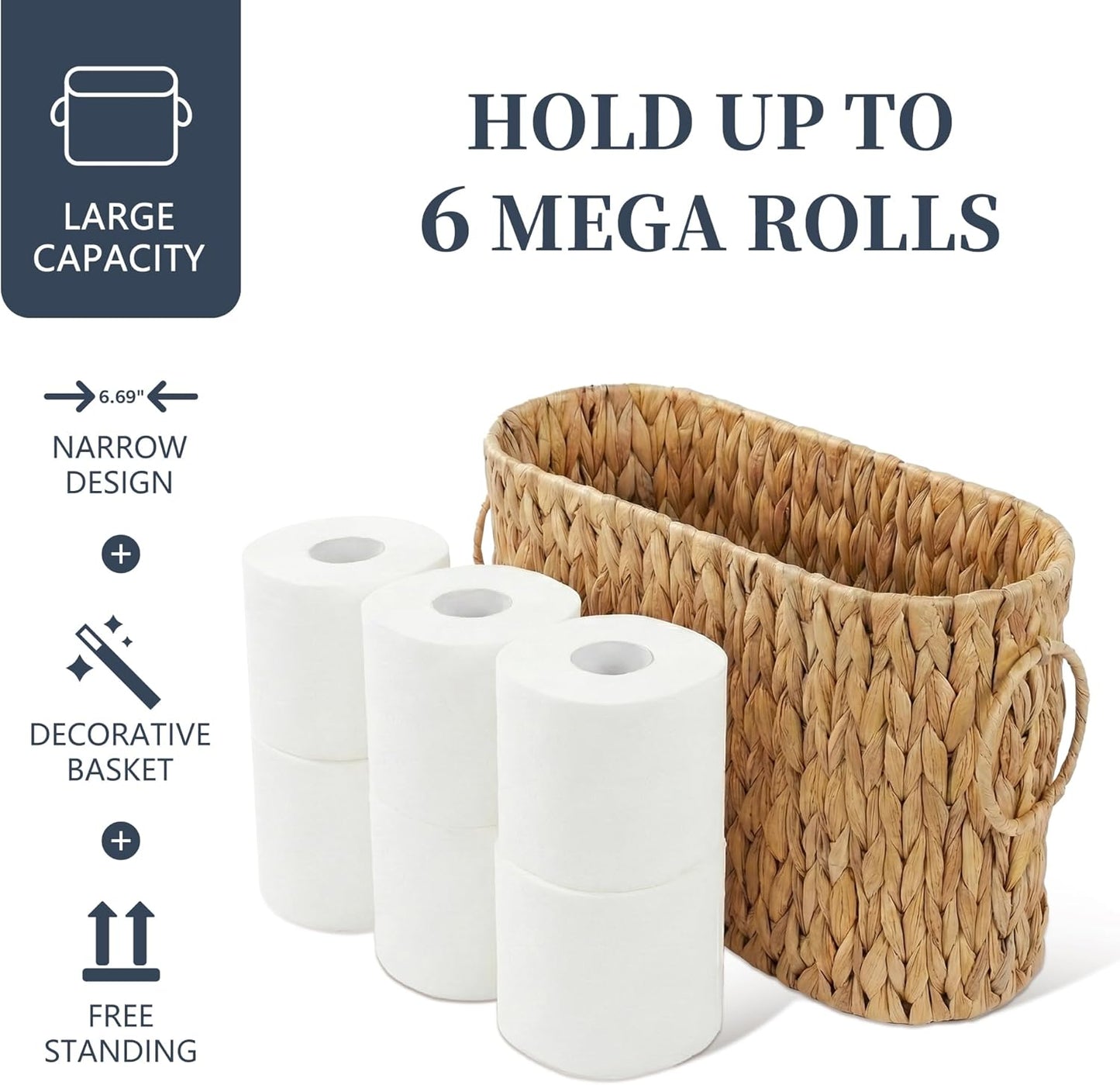 Wicker Basket / Toilet Paper Storage Basket / Natural Water Hyacinth