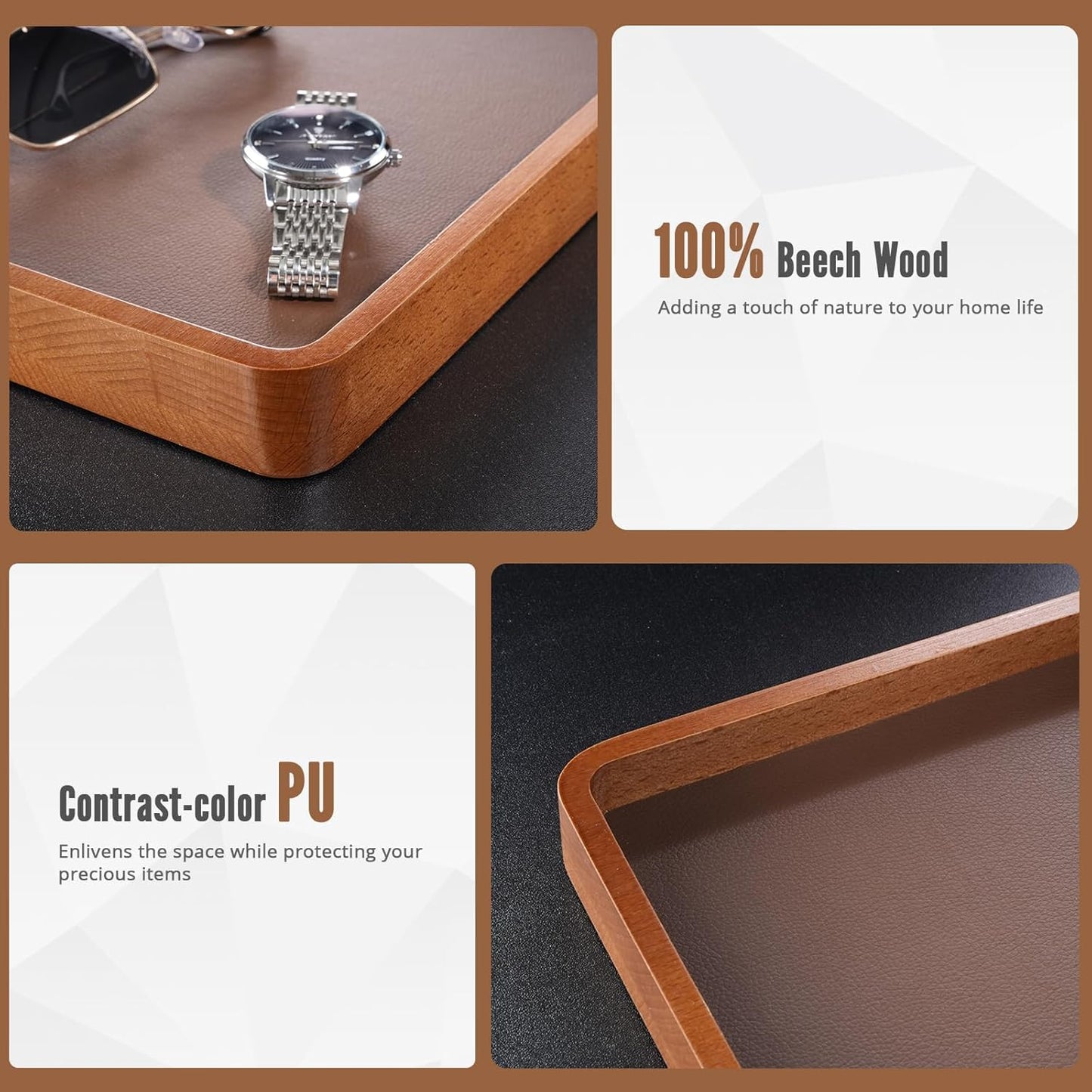Wooden Valet Tray for Men / Dark Brown