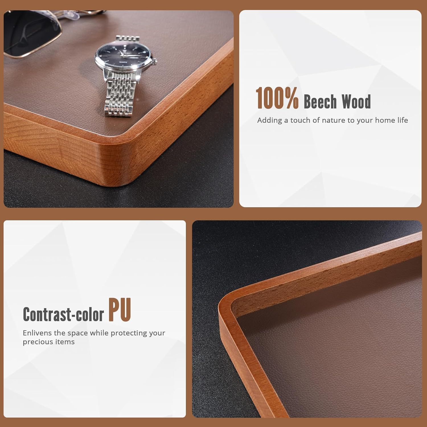 Wooden Valet Tray for Men / Dark Brown