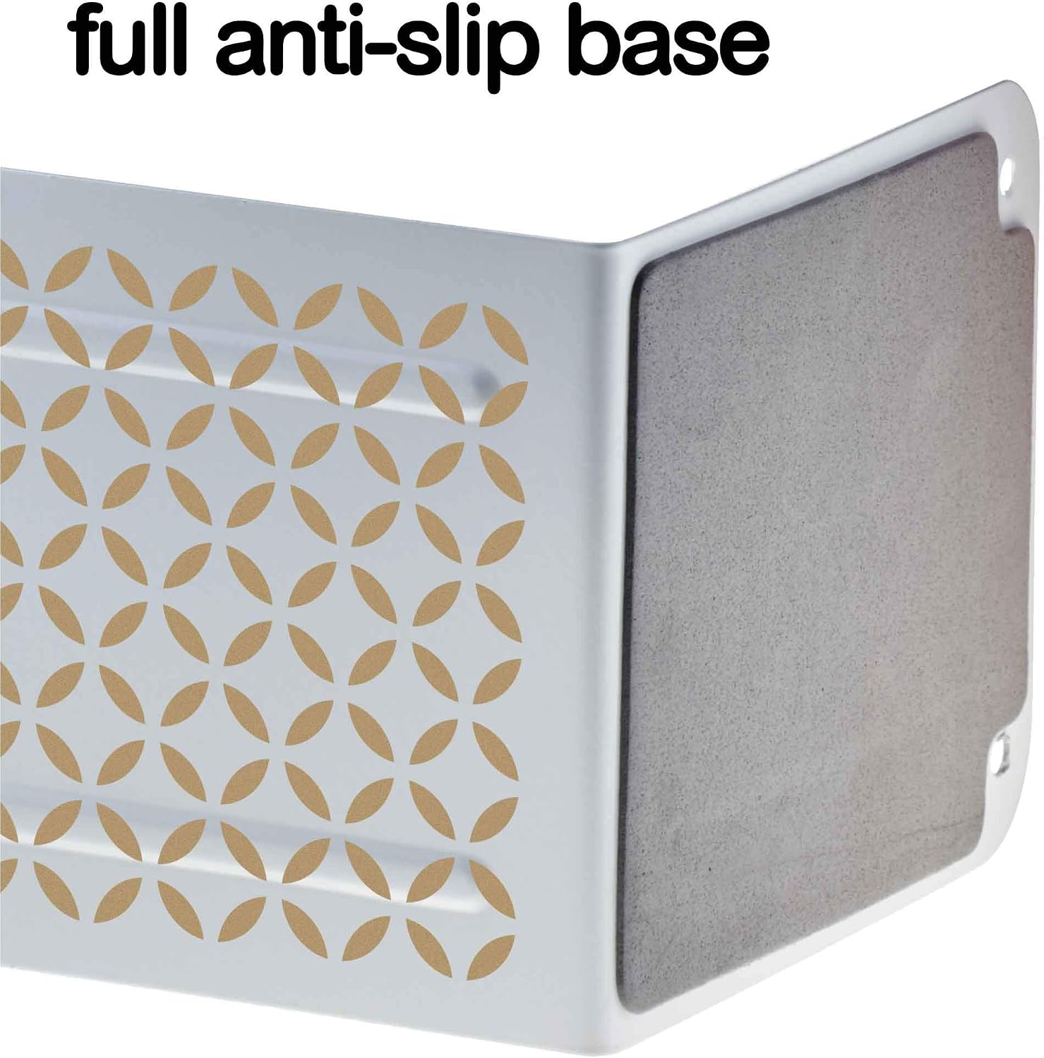 Heavy Duty Steel Metal Book Ends / 10 Cm x 11,5 Cm x 17,5 Cm / White Bookend with Gold Design
