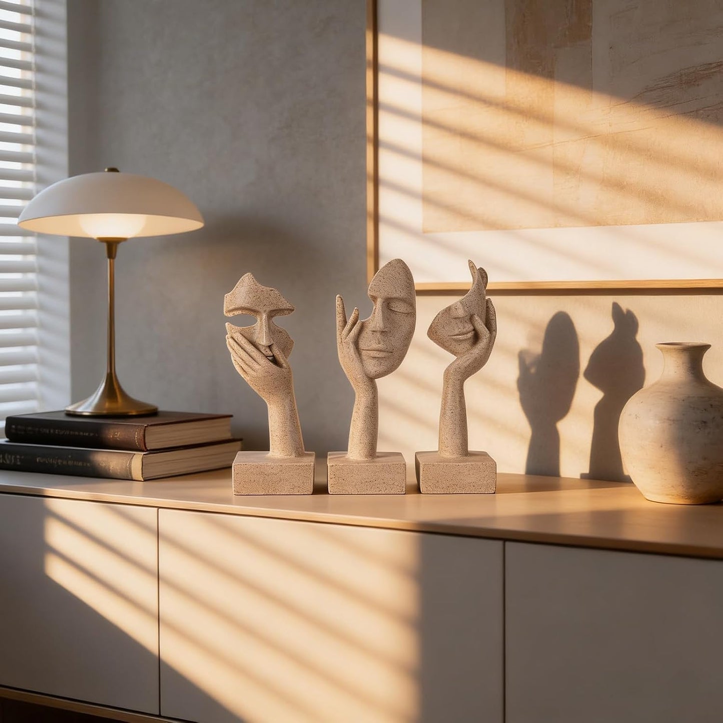 Thinker Large Statue Set / Sandstone / Set of 9