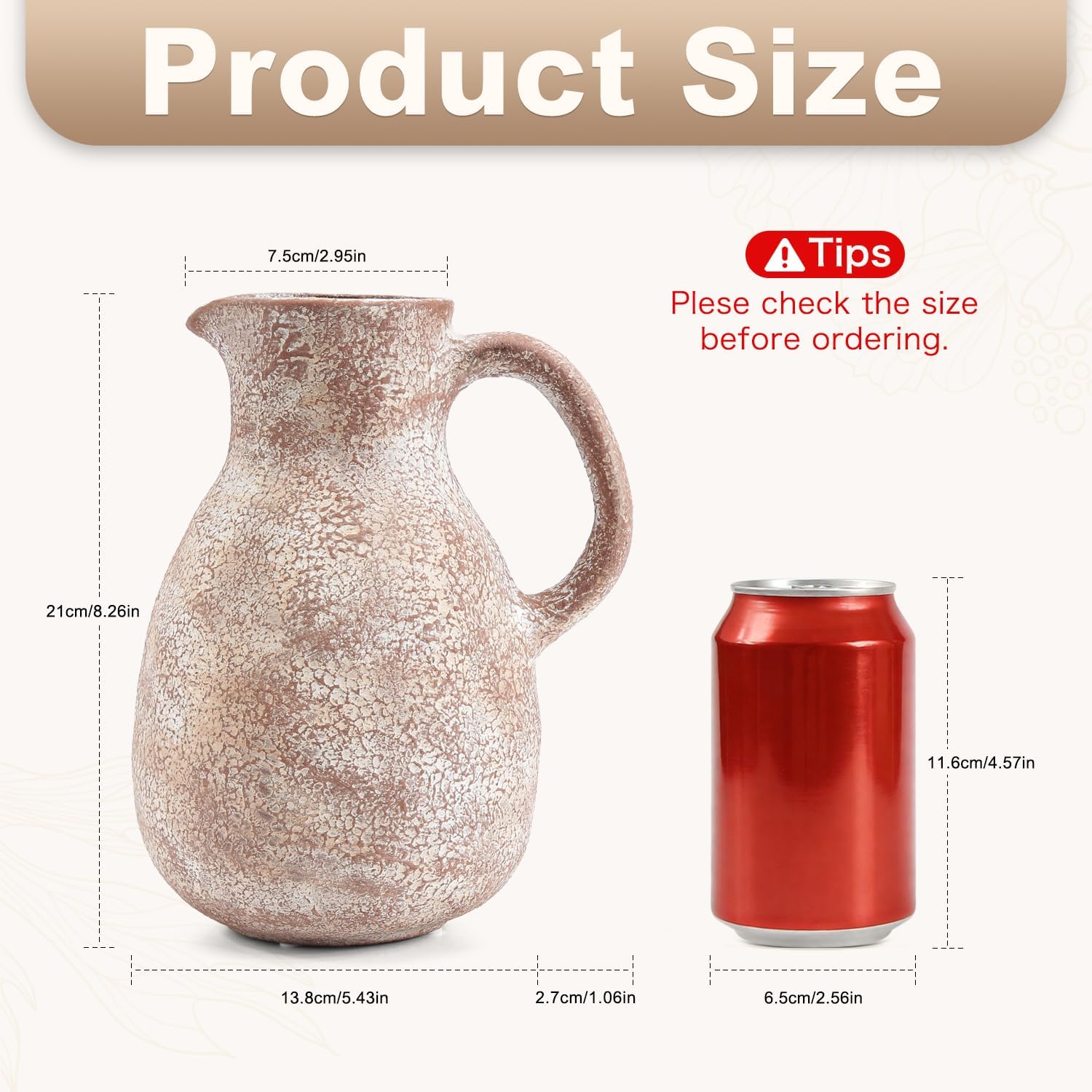 Ceramic Flower Vase Farmhouse Vase / 8 Inch-retro / 8 Inch