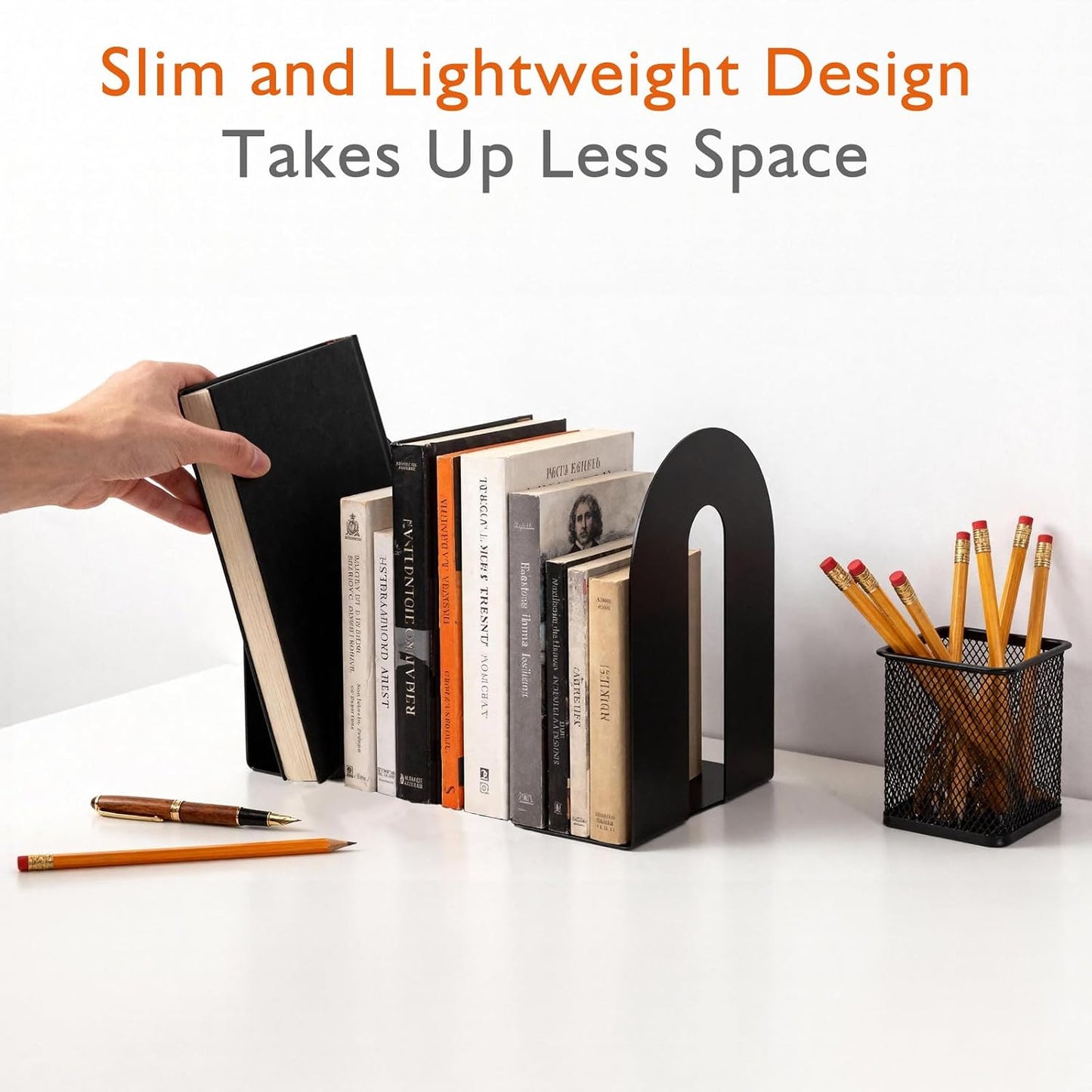 Metal Book Ends / Roubd / Black / Set of 6