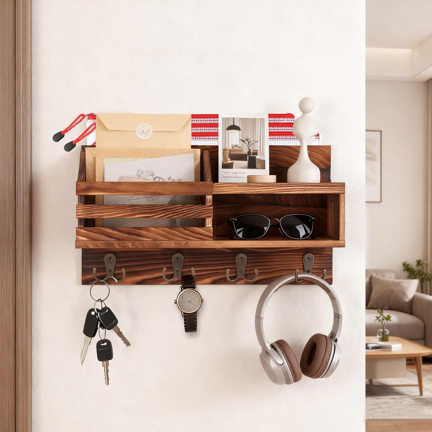Farmhouse Entryway Organizer for Keys / Brown