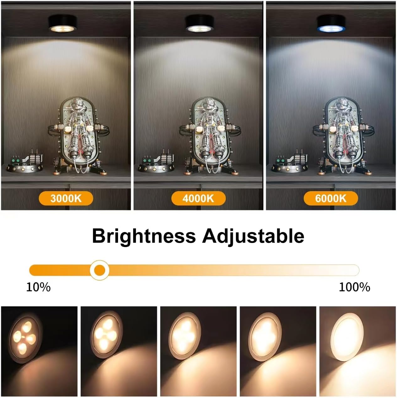 6-Pack Battery Operated Picture Light Magnetic Painting Light with 3 Lighting Modes,Remote and Dimmable Timer Art