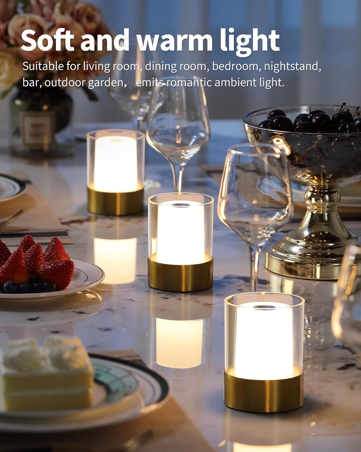 4" Bronze Cordless Table Lamp Set of 2, Outdoor Rechargeable Lamp | LED, Battery Operated, Portable, Touch Night Light