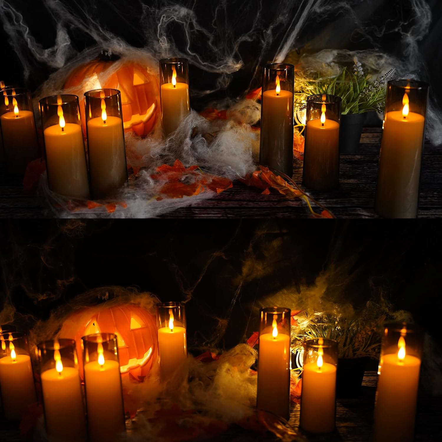 kakoya Flickering Flameless Candles Battery Operated with Remote and 2/4/6/8 H Timer Plexiglass Led Pillar Candles Pack
