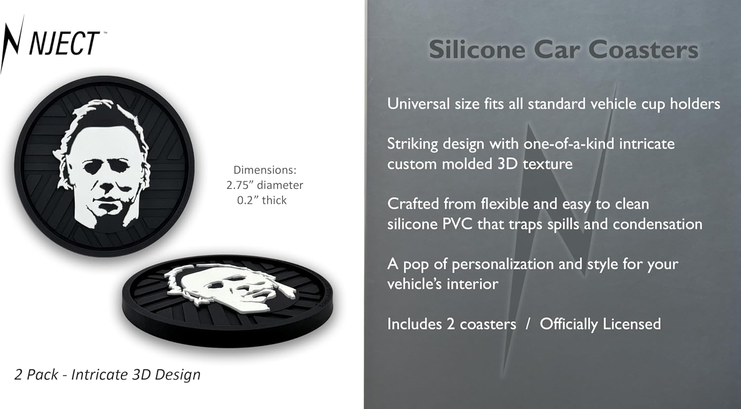 Officially Licensed Myers Halloween Automotive 3D Textured Silicone Coasters / Michael
