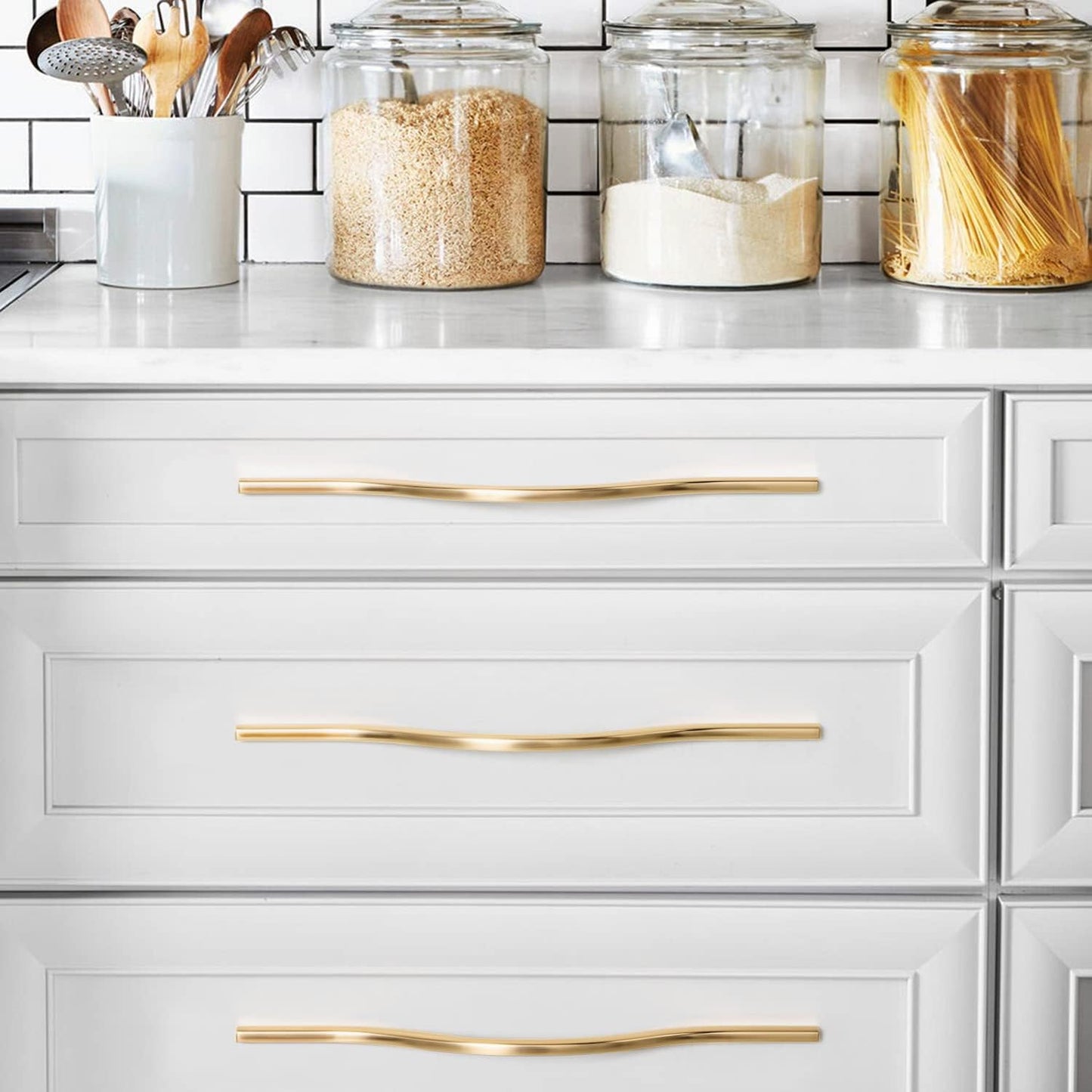 Low Profile Cabinet Pulls / 11.3'/12.6'' Hole Centers / Brushed Brass