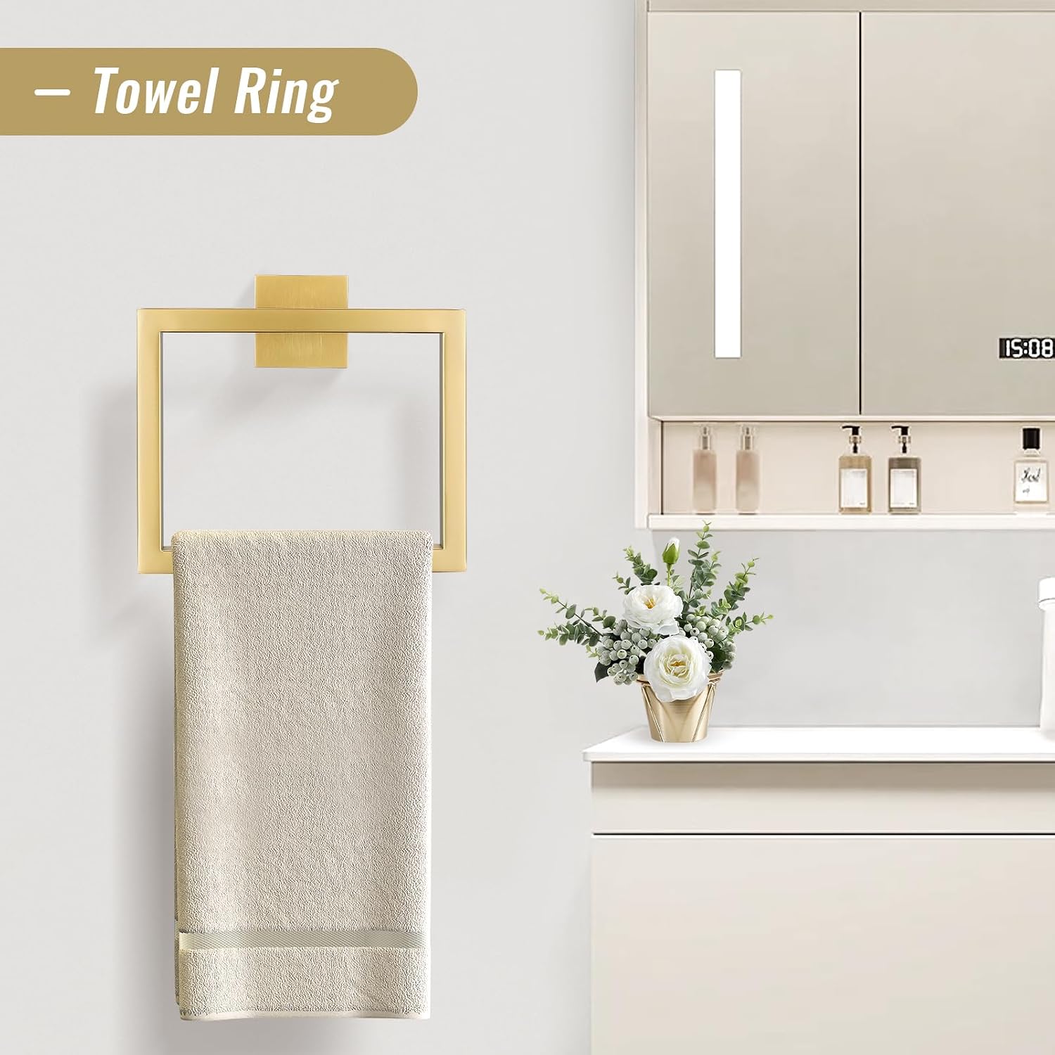 YACVCL Towel Bar Set 10-Piece Brushed Gold Bathroom Hardware Set, Gold Bathroom Accessories Set,23.6 Inch Towel